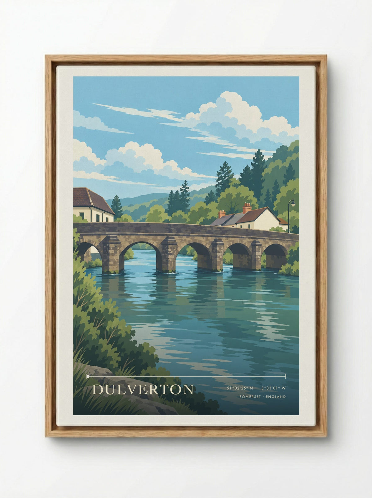 Dulverton, Somerset | Travel Poster - Framed Canvas Wood