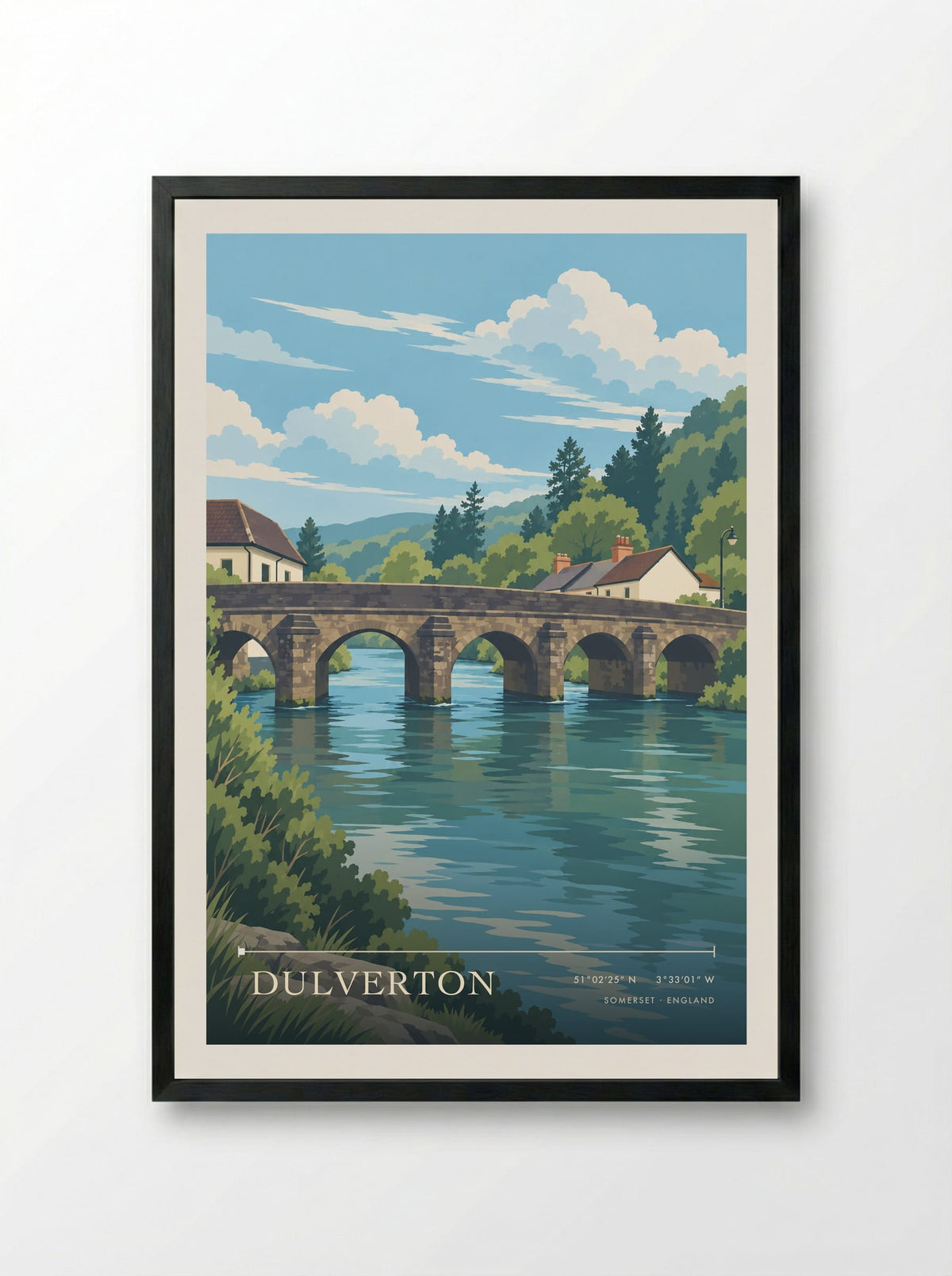 Dulverton, Somerset | Travel Poster - Framed Print Black