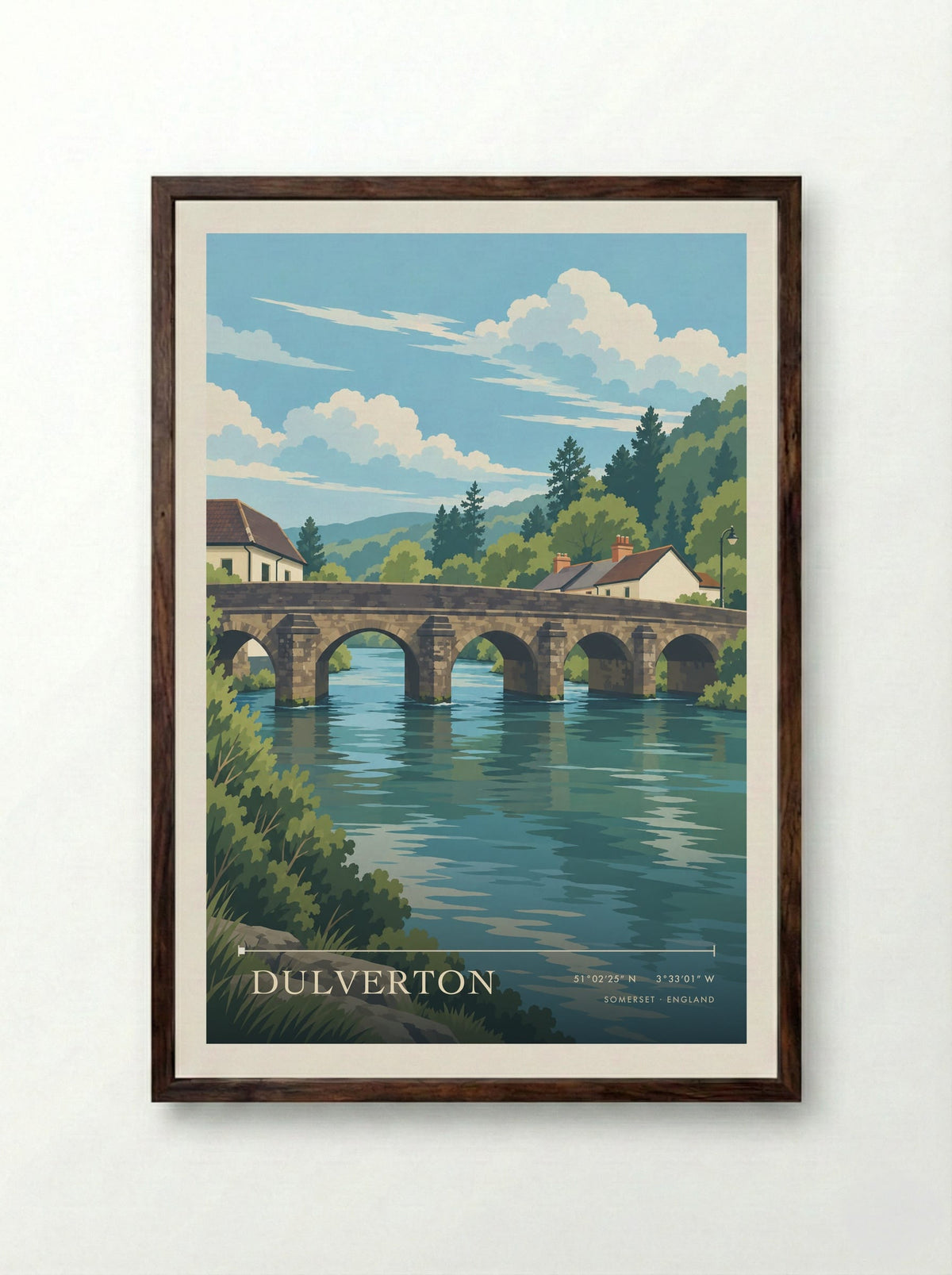 Dulverton, Somerset | Travel Poster - Framed Print Dark Wood