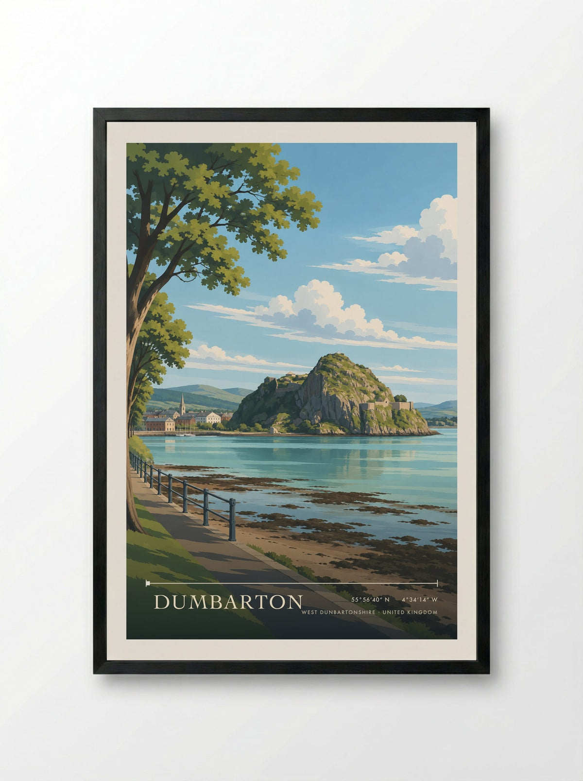 Dumbarton, West Dunbartonshire | Travel Poster - Framed Print Black