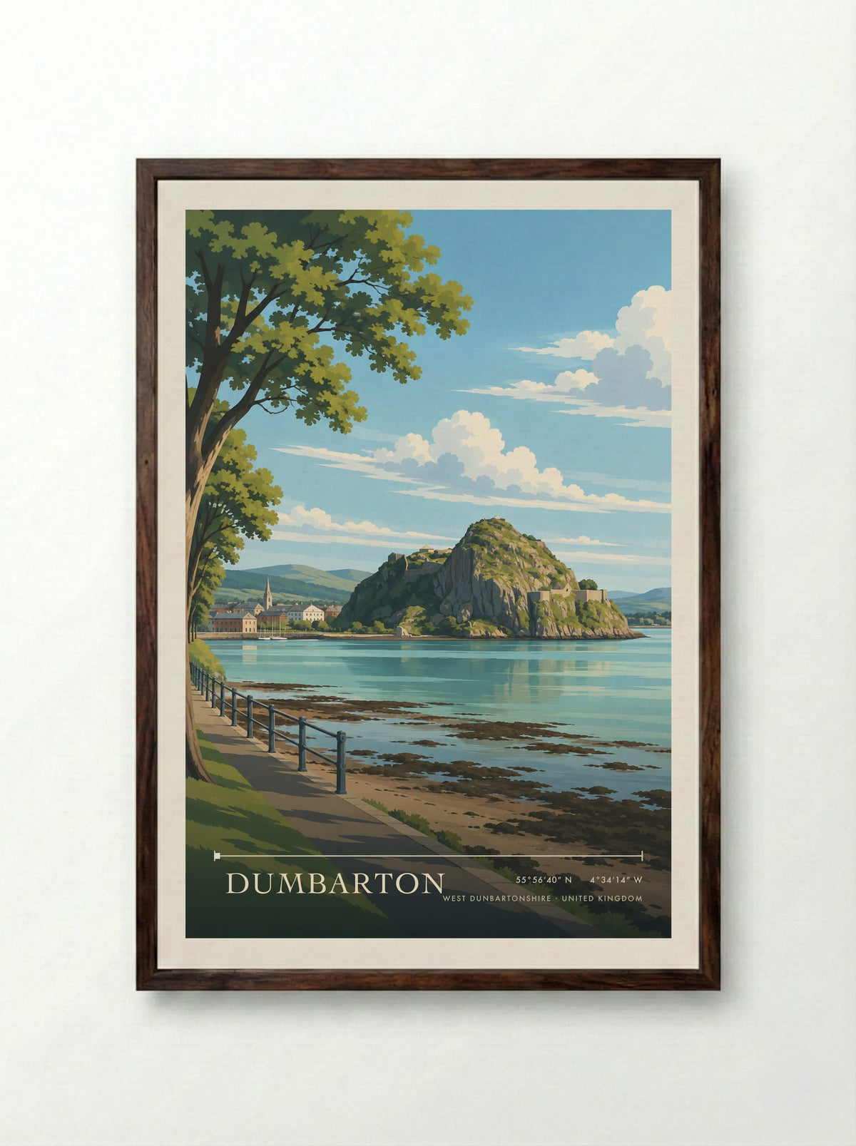 Dumbarton, West Dunbartonshire | Travel Poster - Framed Print Dark Wood