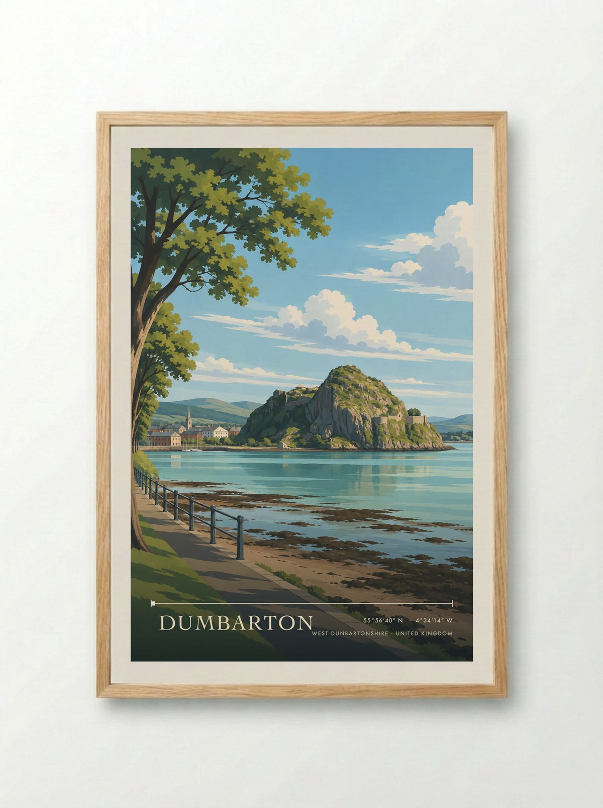 Dumbarton, West Dunbartonshire | Travel Poster - Framed Print Wood