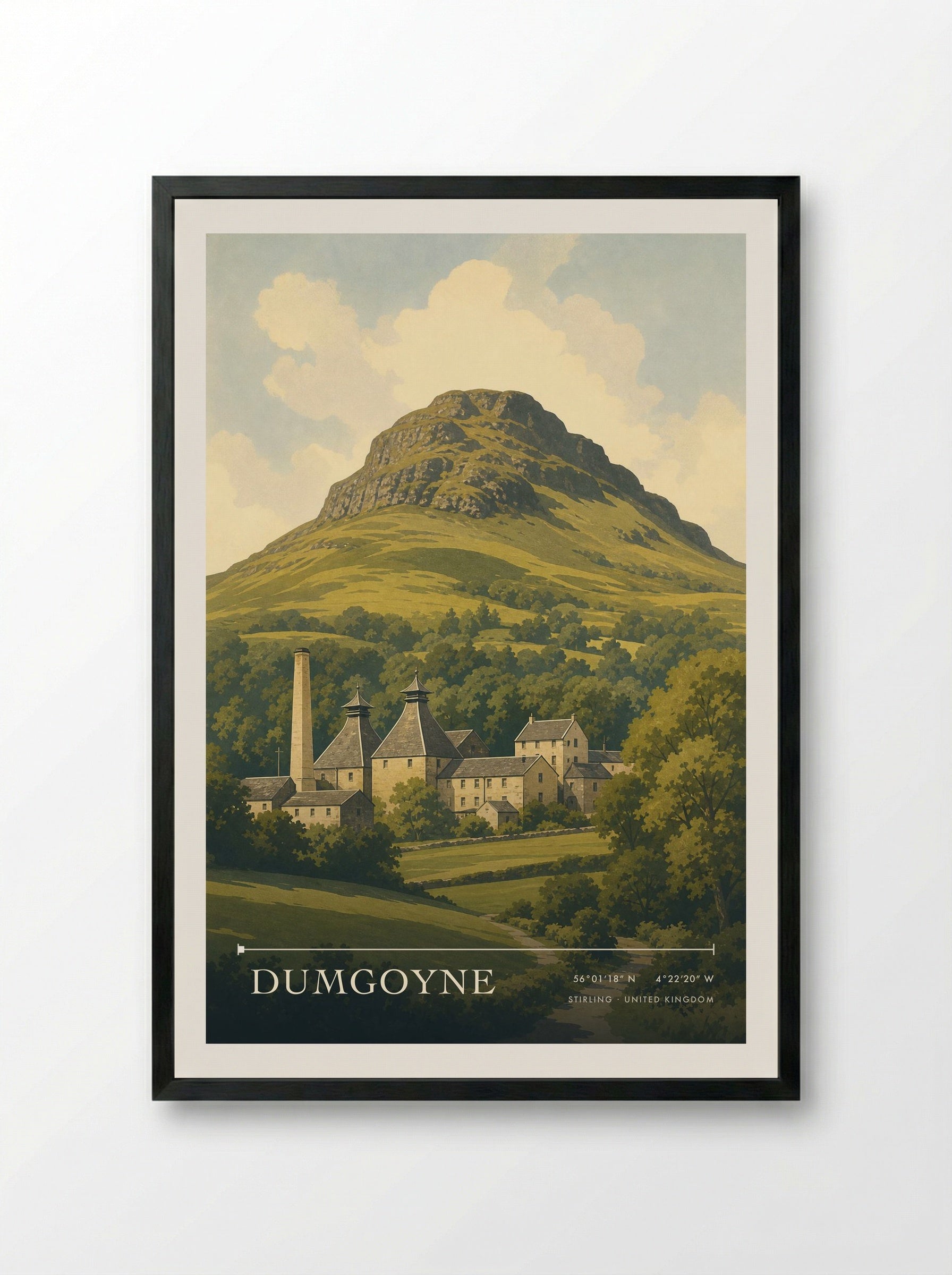 Dumgoyne Stirling United Kingdom Travel Poster - Framed Print Black