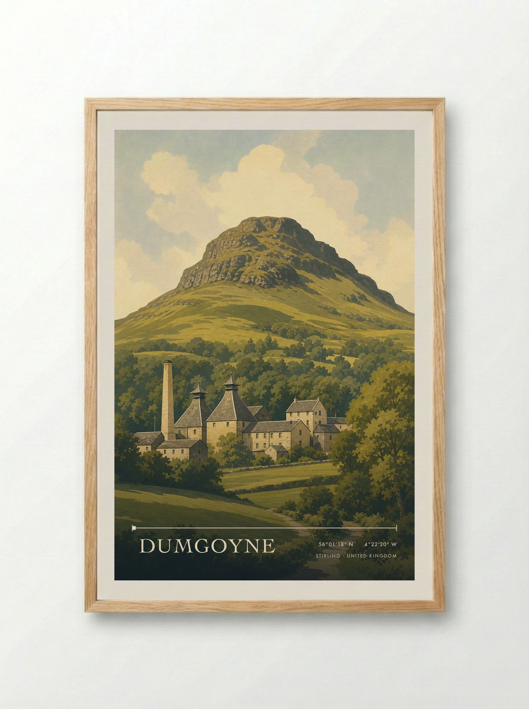 Dumgoyne Stirling United Kingdom Travel Poster - Framed Print Wood