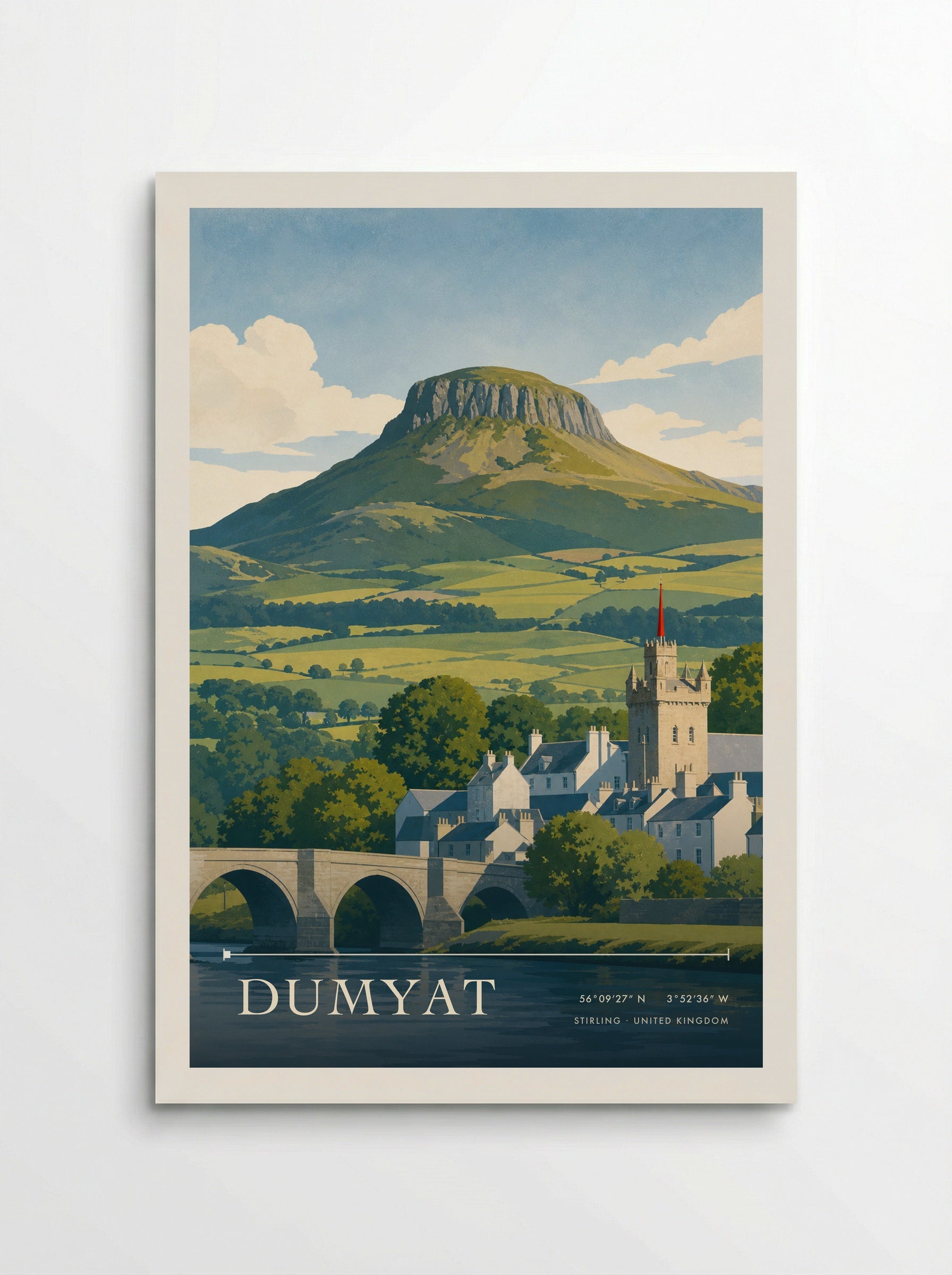 Dumyat Stirling United Kingdom Travel Poster - Poster