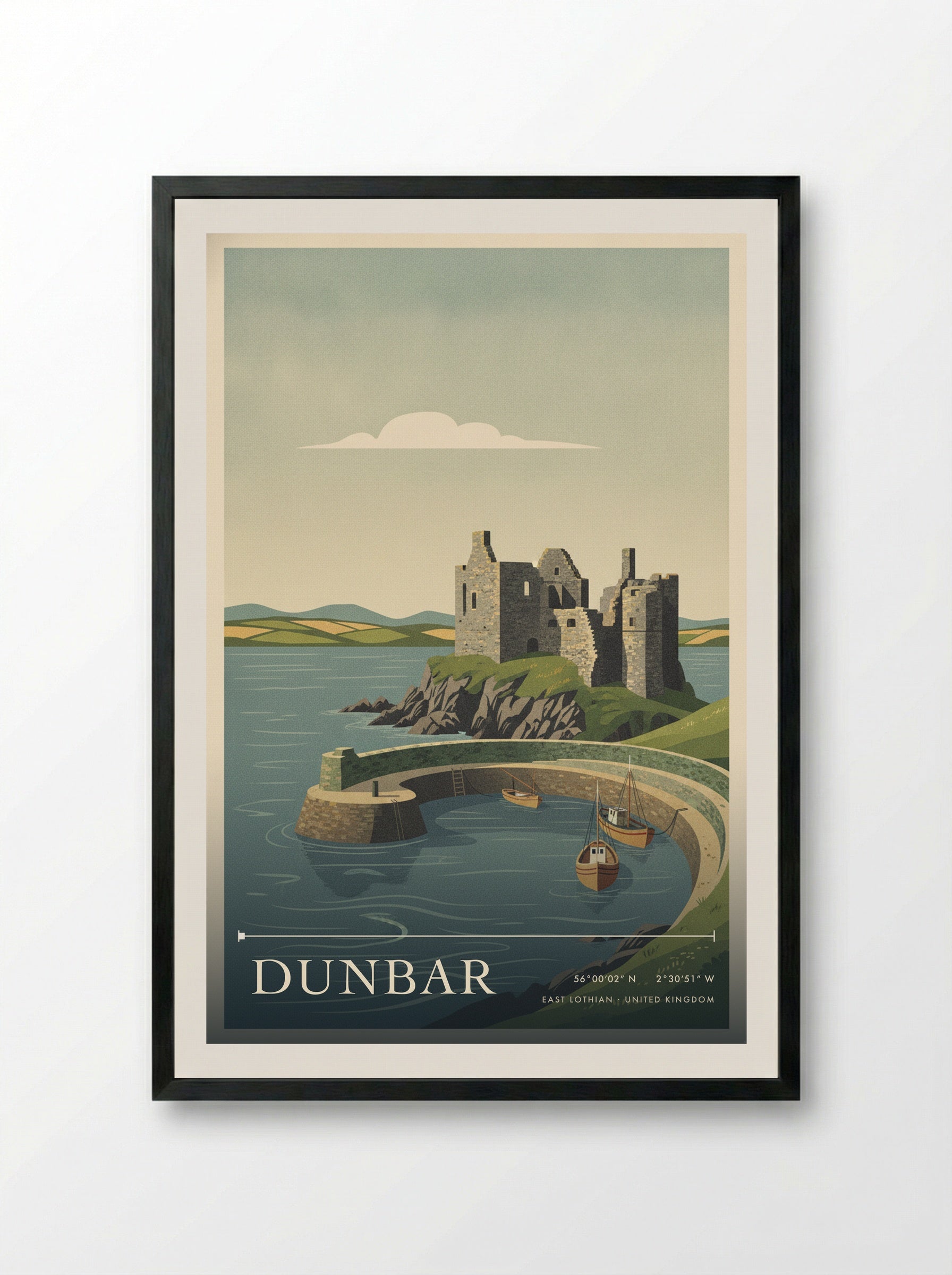 Dunbar East Lothian United Kingdom Travel Poster - Framed Print Black
