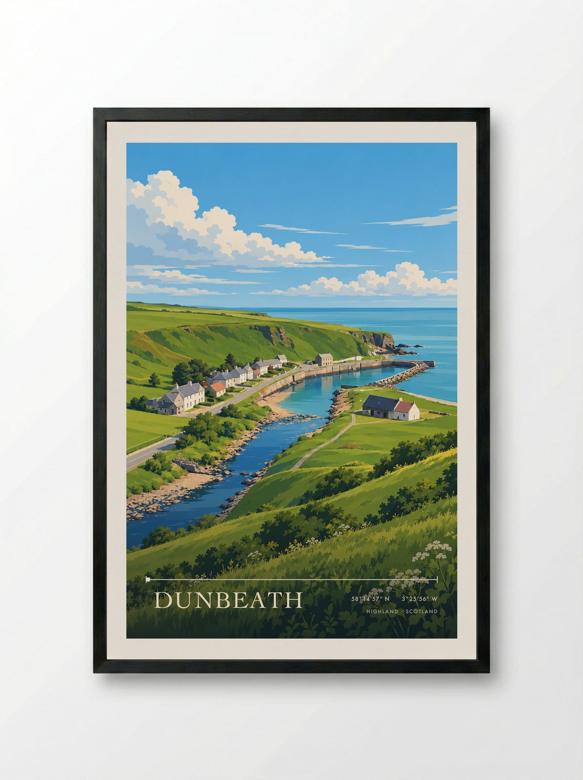 Dunbeath, Highland | Travel Poster - Framed Print Black