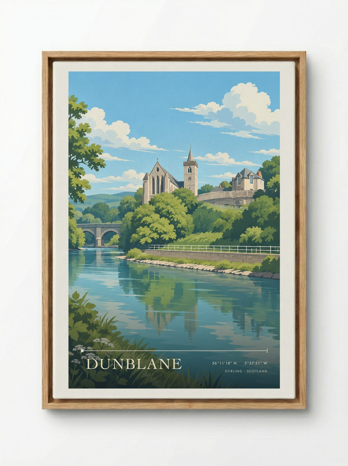Dunblane, Stirling | Travel Poster - Framed Canvas Wood
