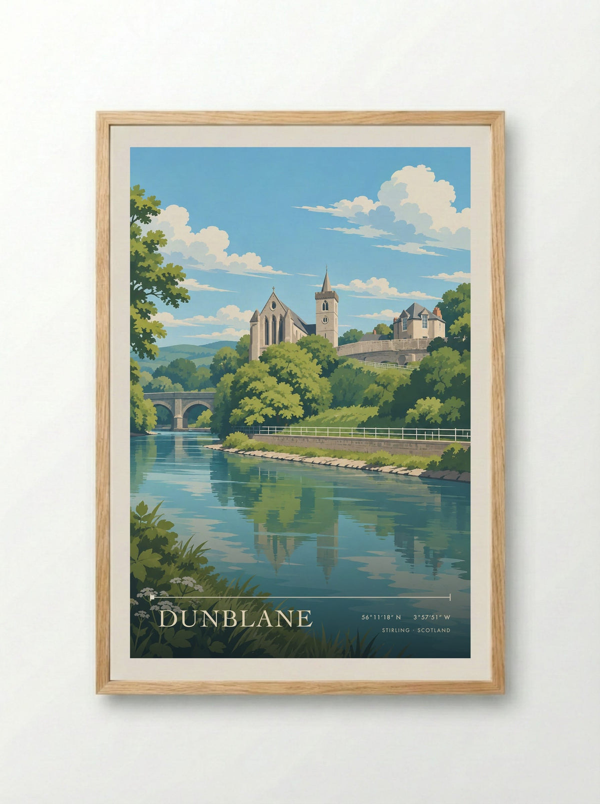 Dunblane, Stirling | Travel Poster - Framed Print Wood