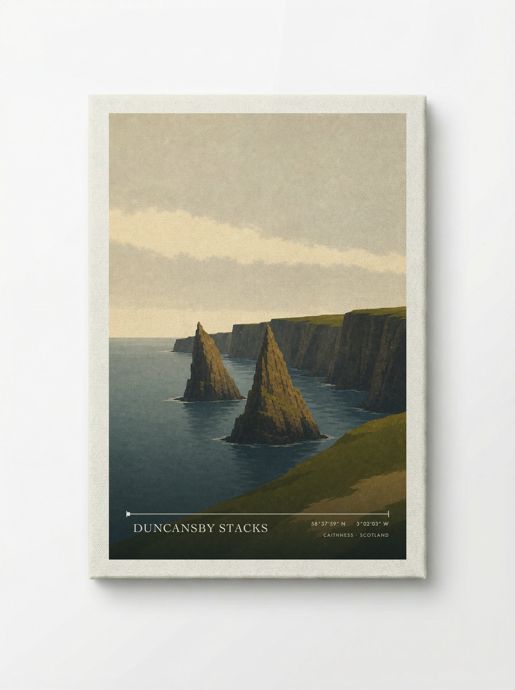Duncansby Stacks Travel Poster Artwork - Canvas