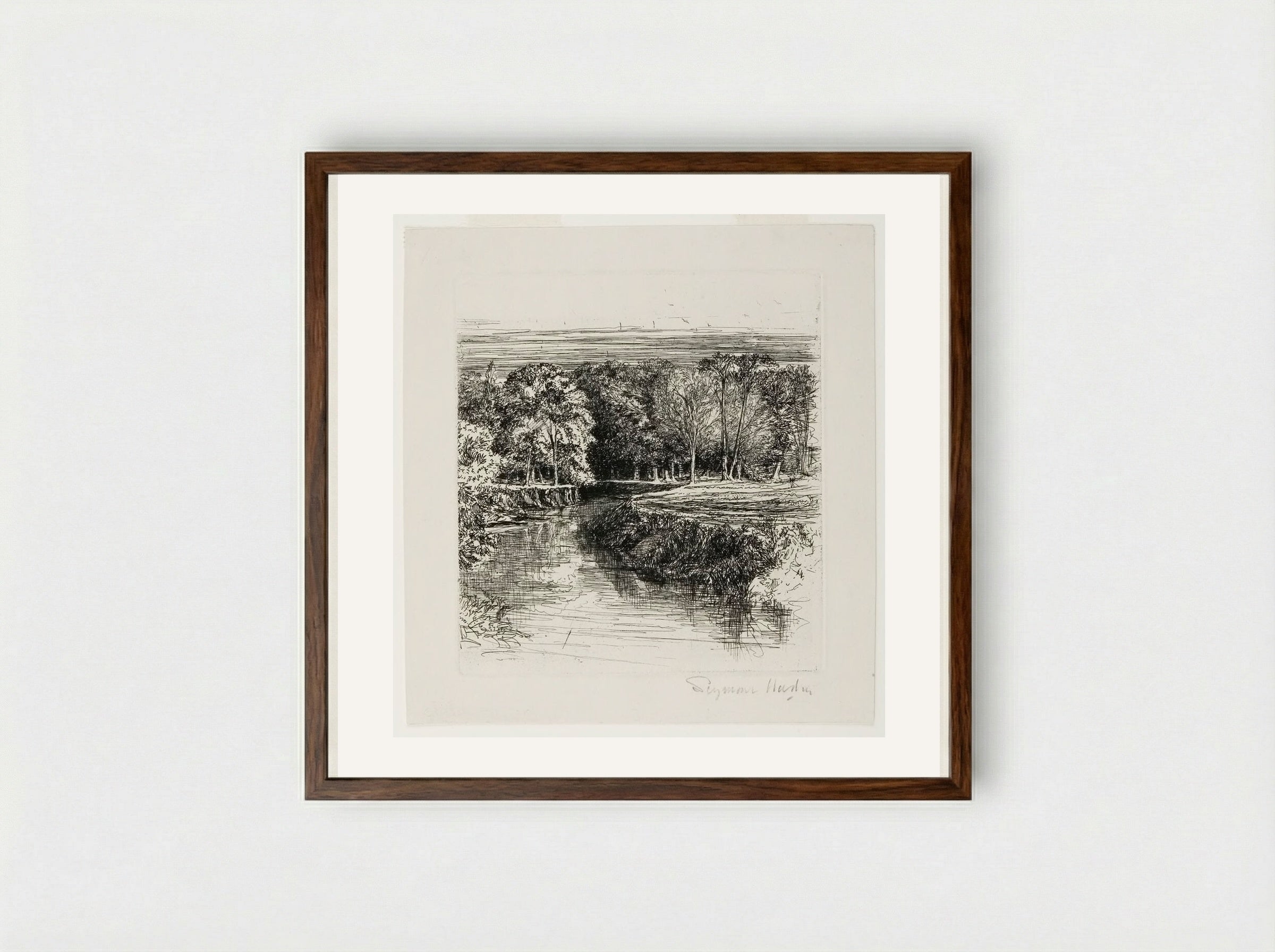 Dundrum River - Francis Seymour Haden - Framed Print Dark Wood