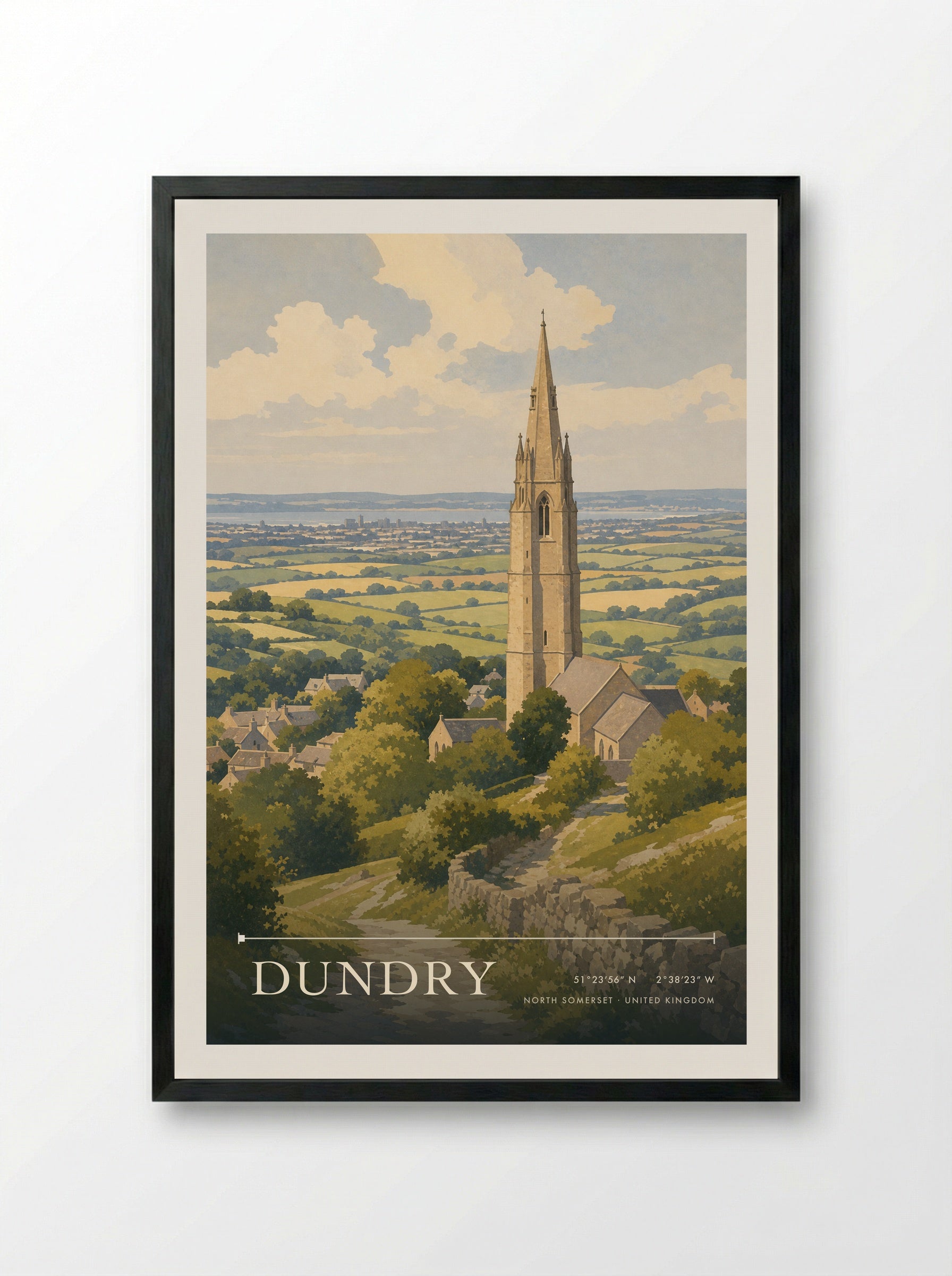 Dundry North Somerset United Kingdom Travel Poster - Framed Print Black