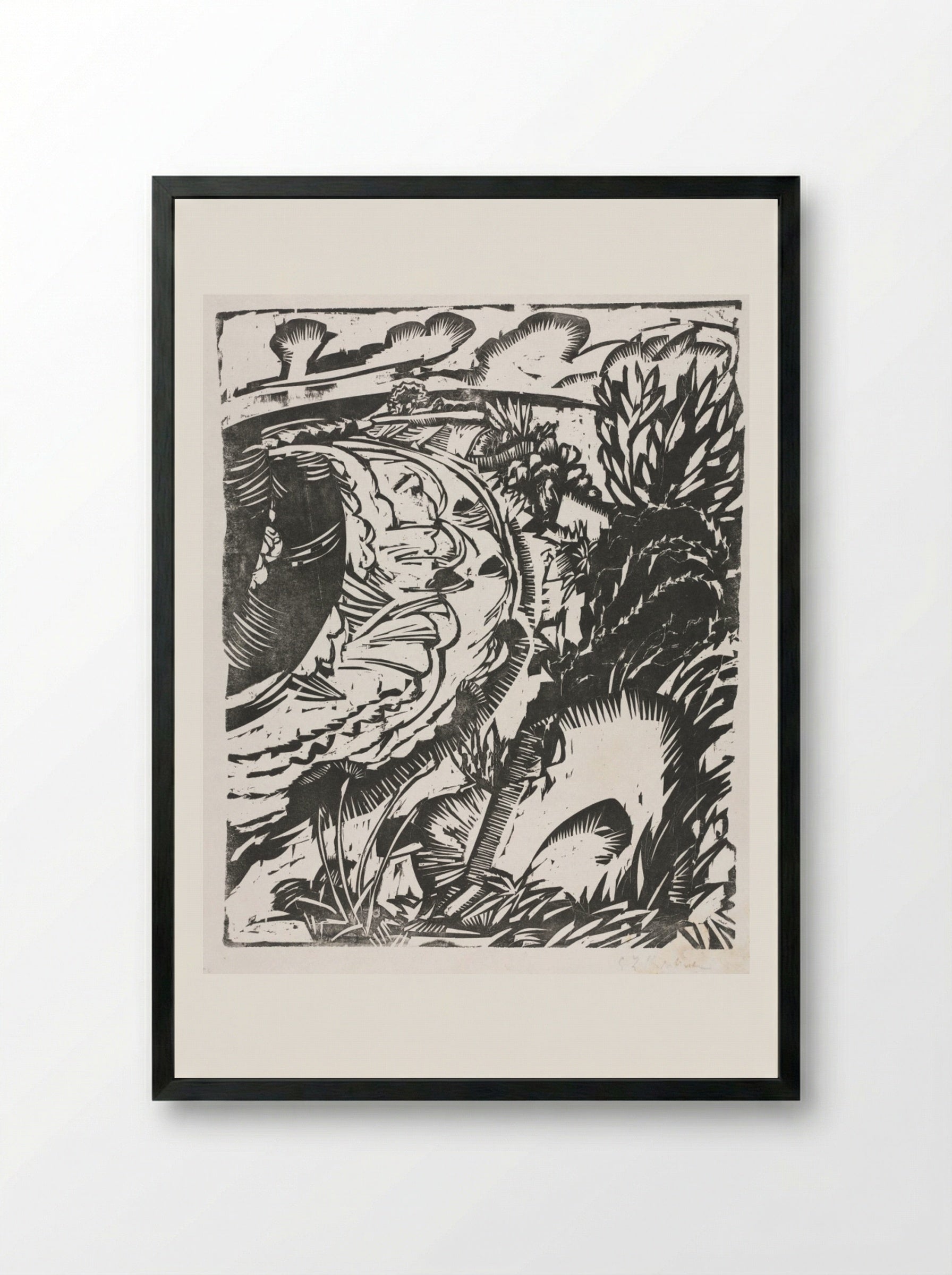 Dune Landscape with a Curving Bay - Ernst Ludwig Kirchner - Framed Print Black