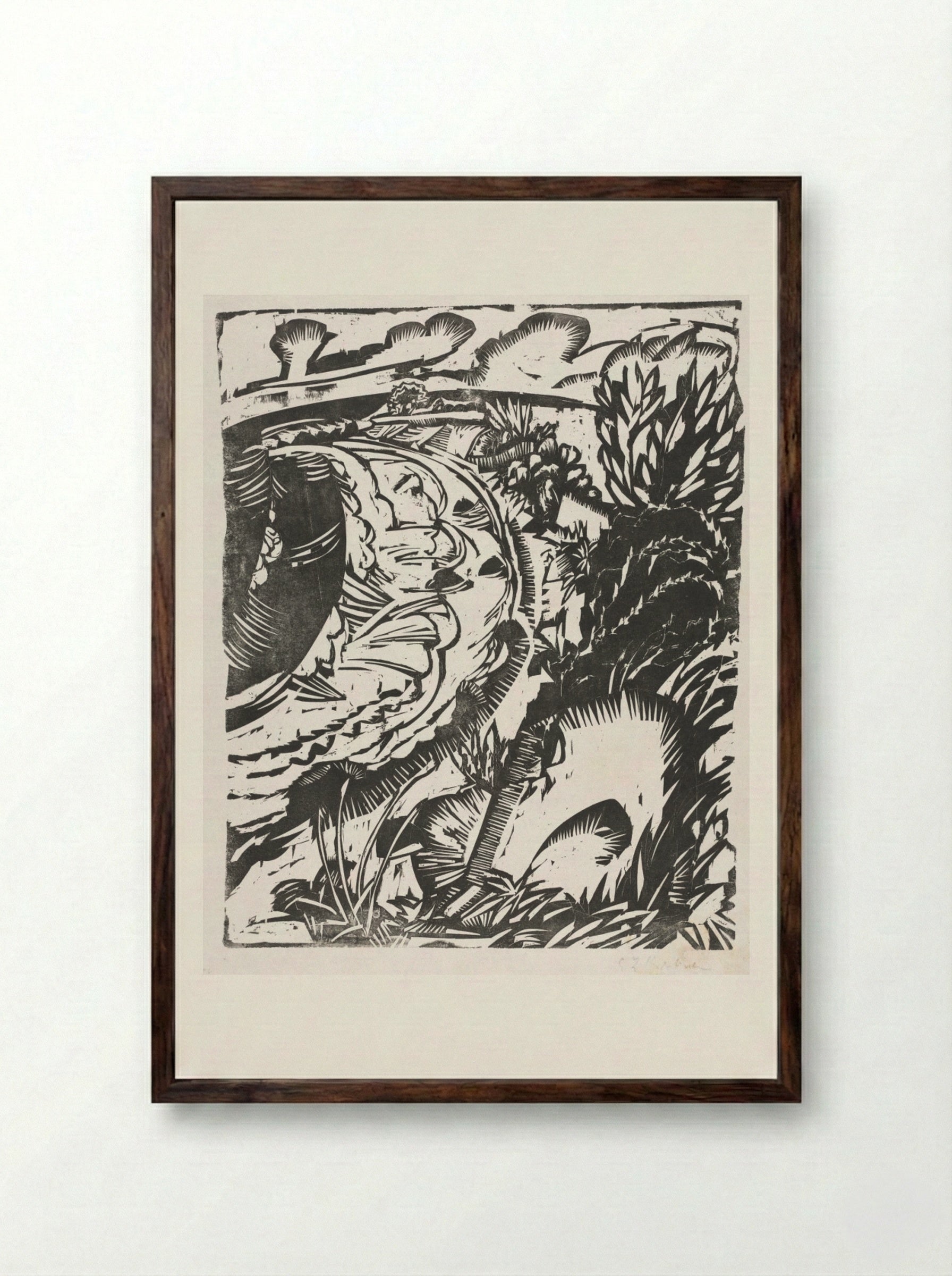 Dune Landscape with a Curving Bay - Ernst Ludwig Kirchner - Framed Print Dark Wood