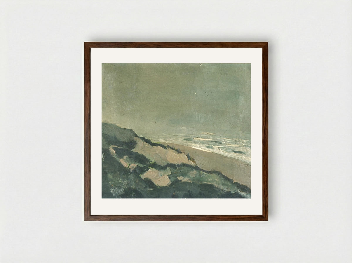 Dunes and sea - Theo van Doesburg - Framed Print Dark Wood