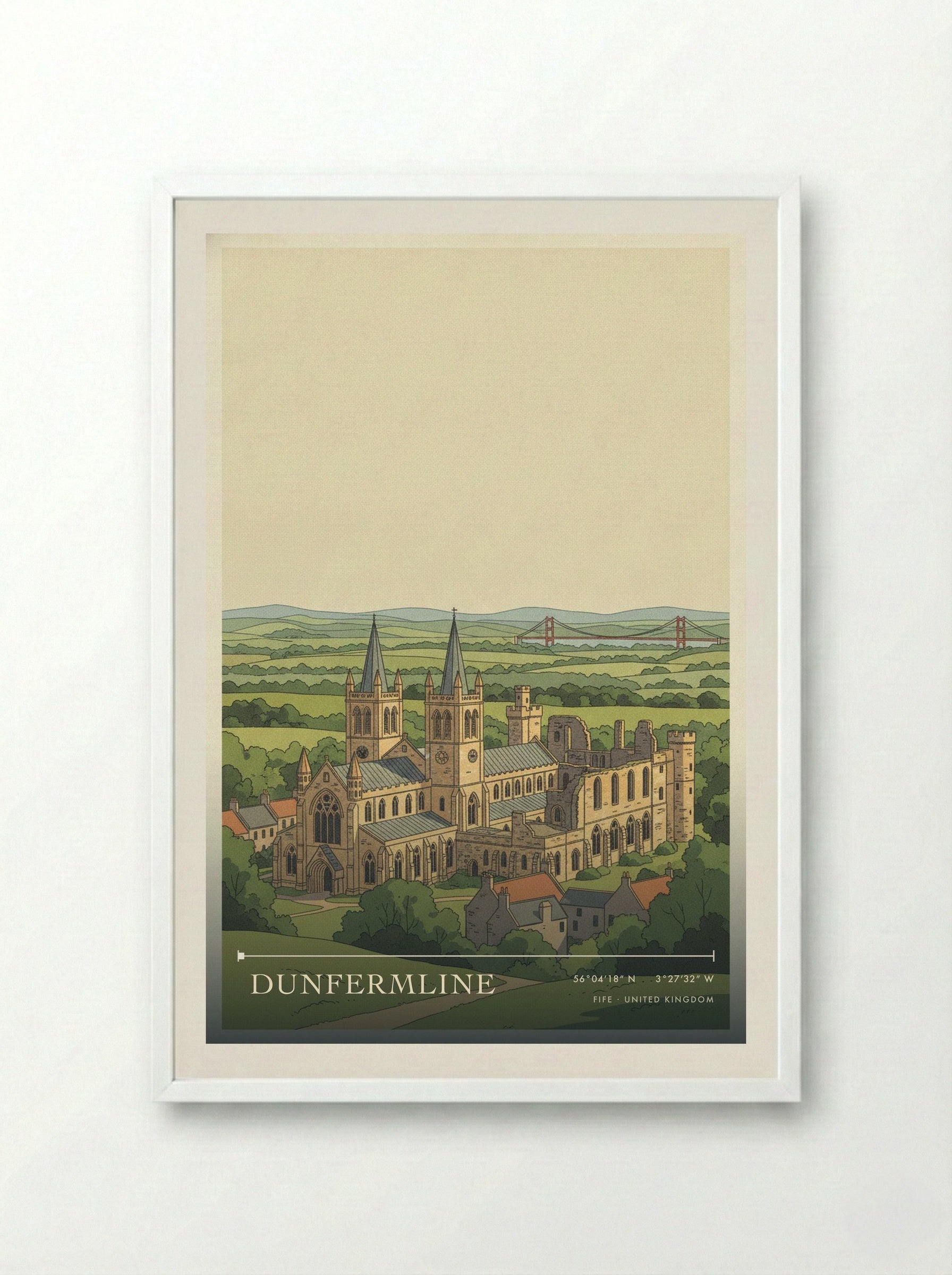 Dunfermline Fife United Kingdom Travel Poster - Framed Print White