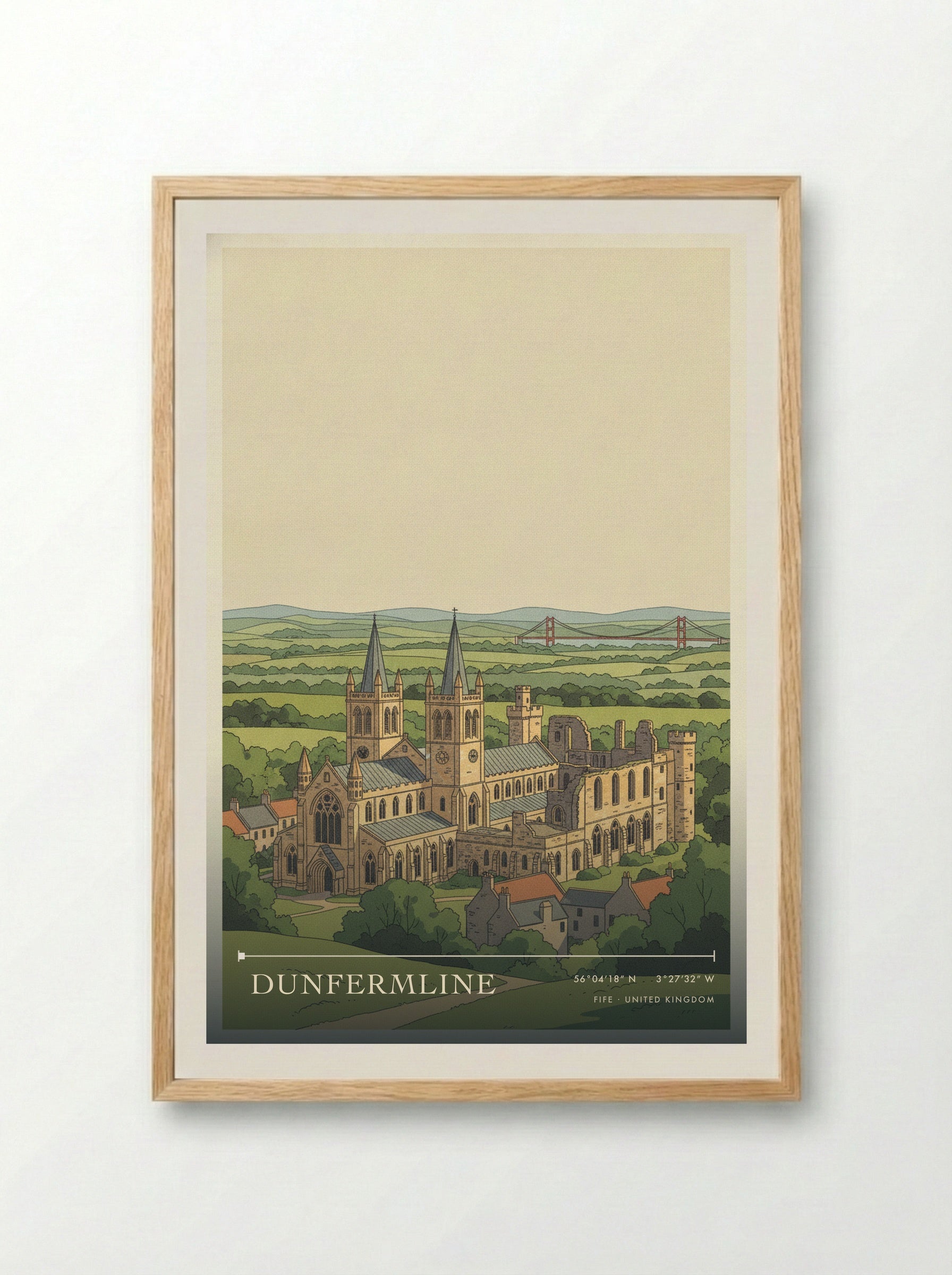 Dunfermline Fife United Kingdom Travel Poster - Framed Print Wood