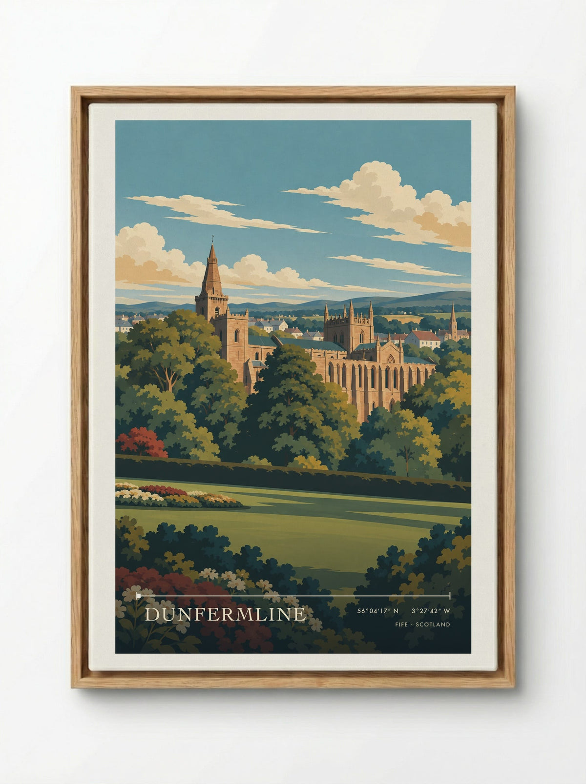 Dunfermline, Fife | Travel Poster - Framed Canvas Wood
