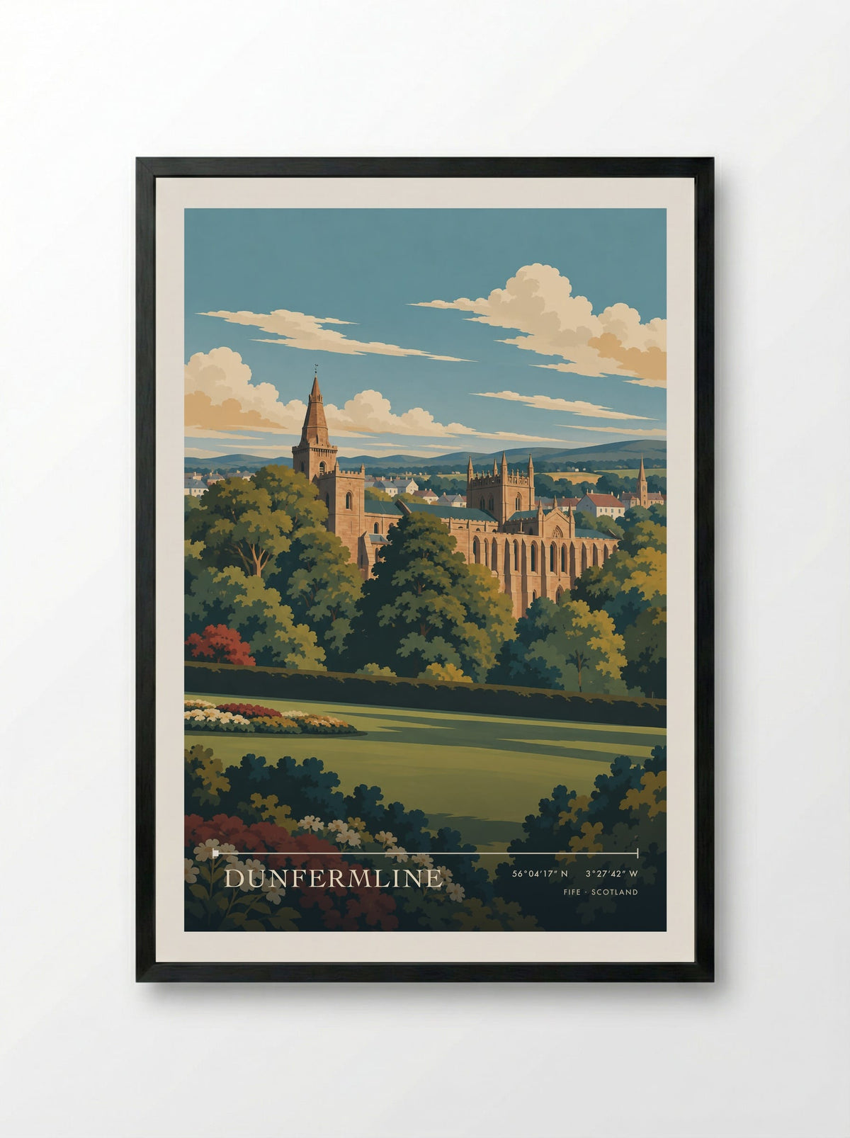 Dunfermline, Fife | Travel Poster - Framed Print Black