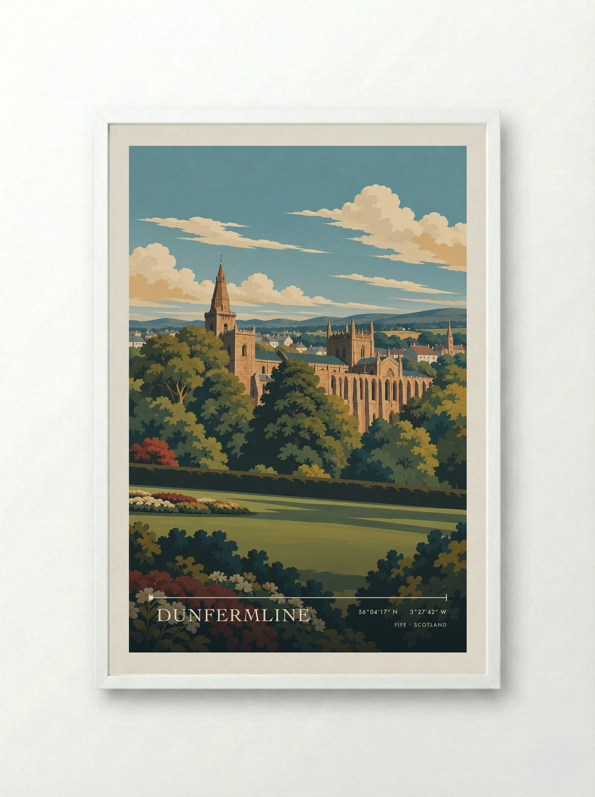 Dunfermline, Fife | Travel Poster - Framed Print White