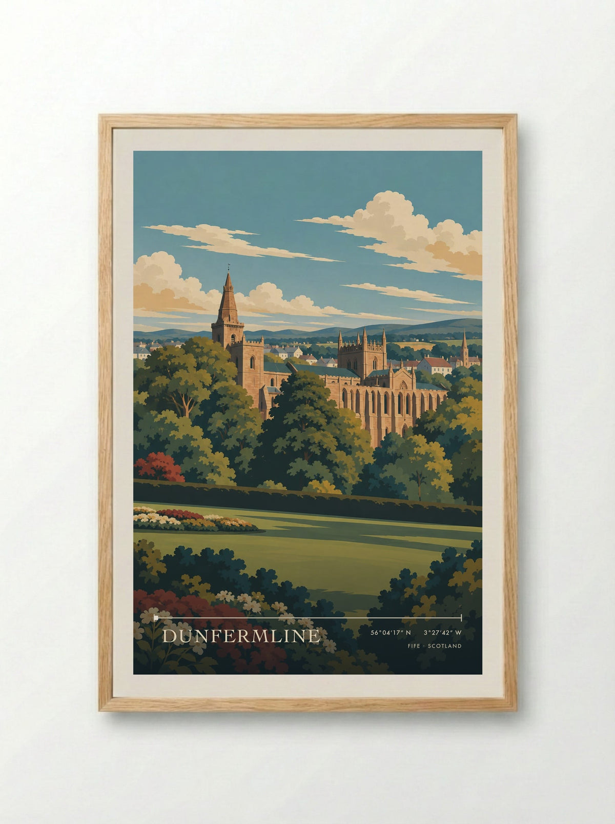 Dunfermline, Fife | Travel Poster - Framed Print Wood