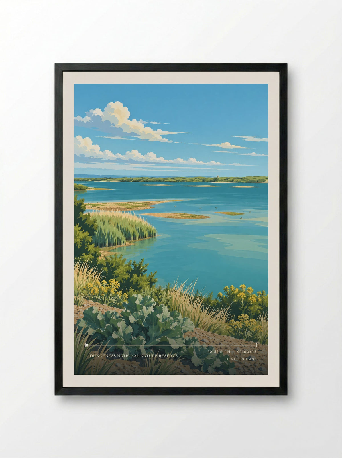 Dungeness National Nature Reserve, Kent | Travel Poster - Framed Print Black