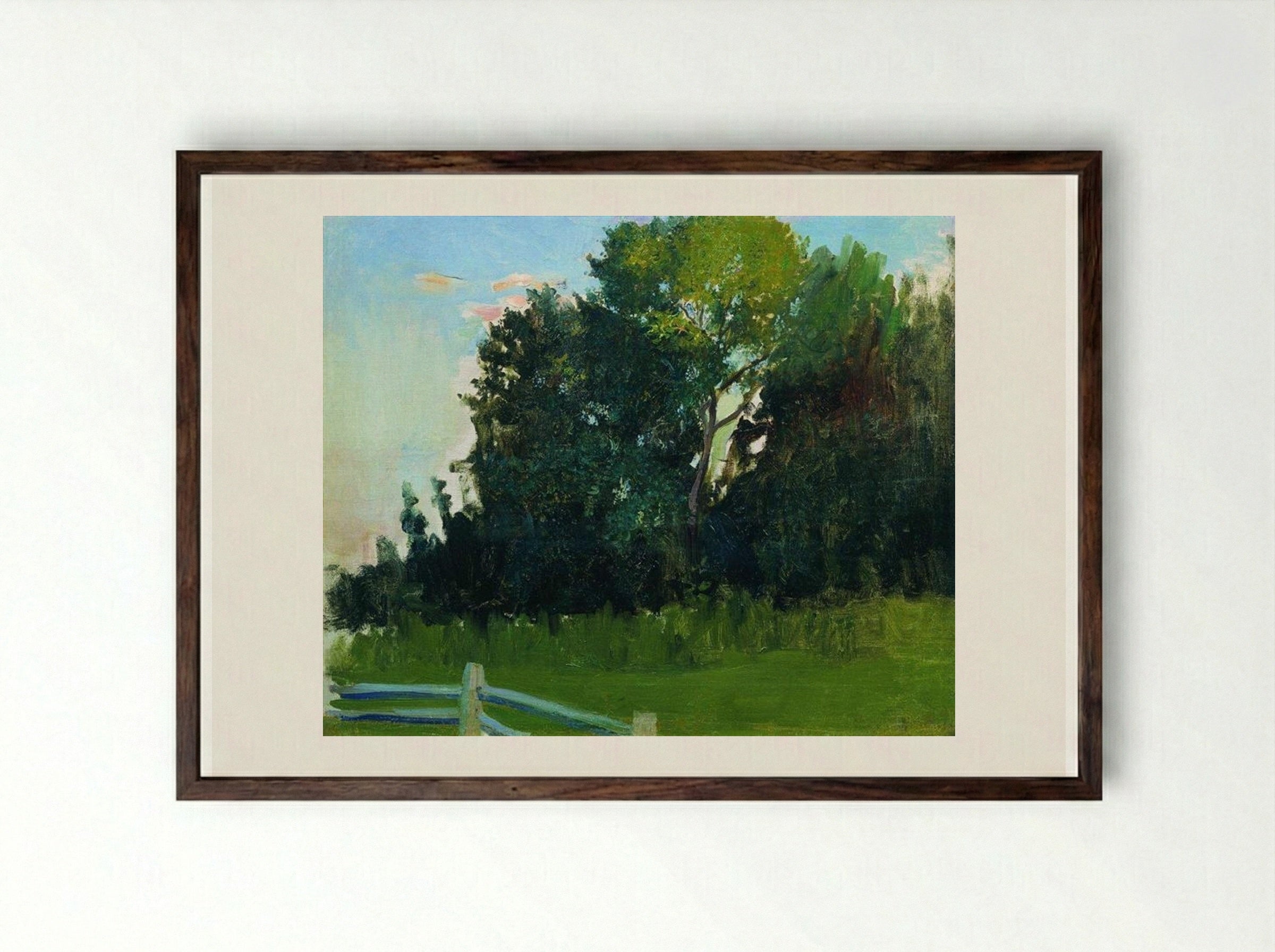 Dunka's Grove, Estate of the Polenovs - Boris Kustodiev - Framed Print Dark Wood