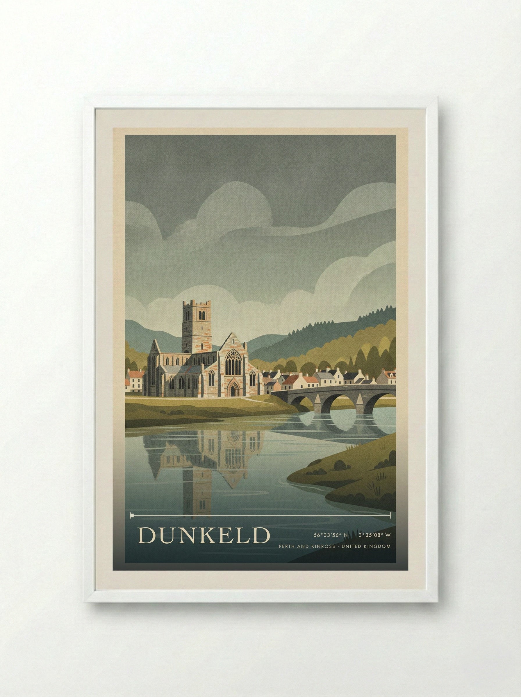 Dunkeld Perth and Kinross United Kingdom Travel Poster - Framed Print White