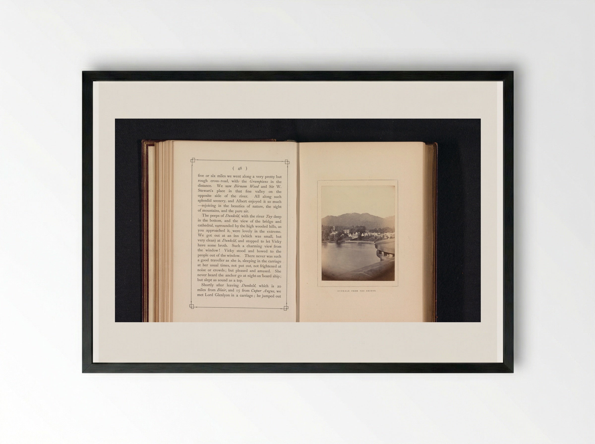Dunkeld from the Bridge - George Washington Wilson - Framed Print Black