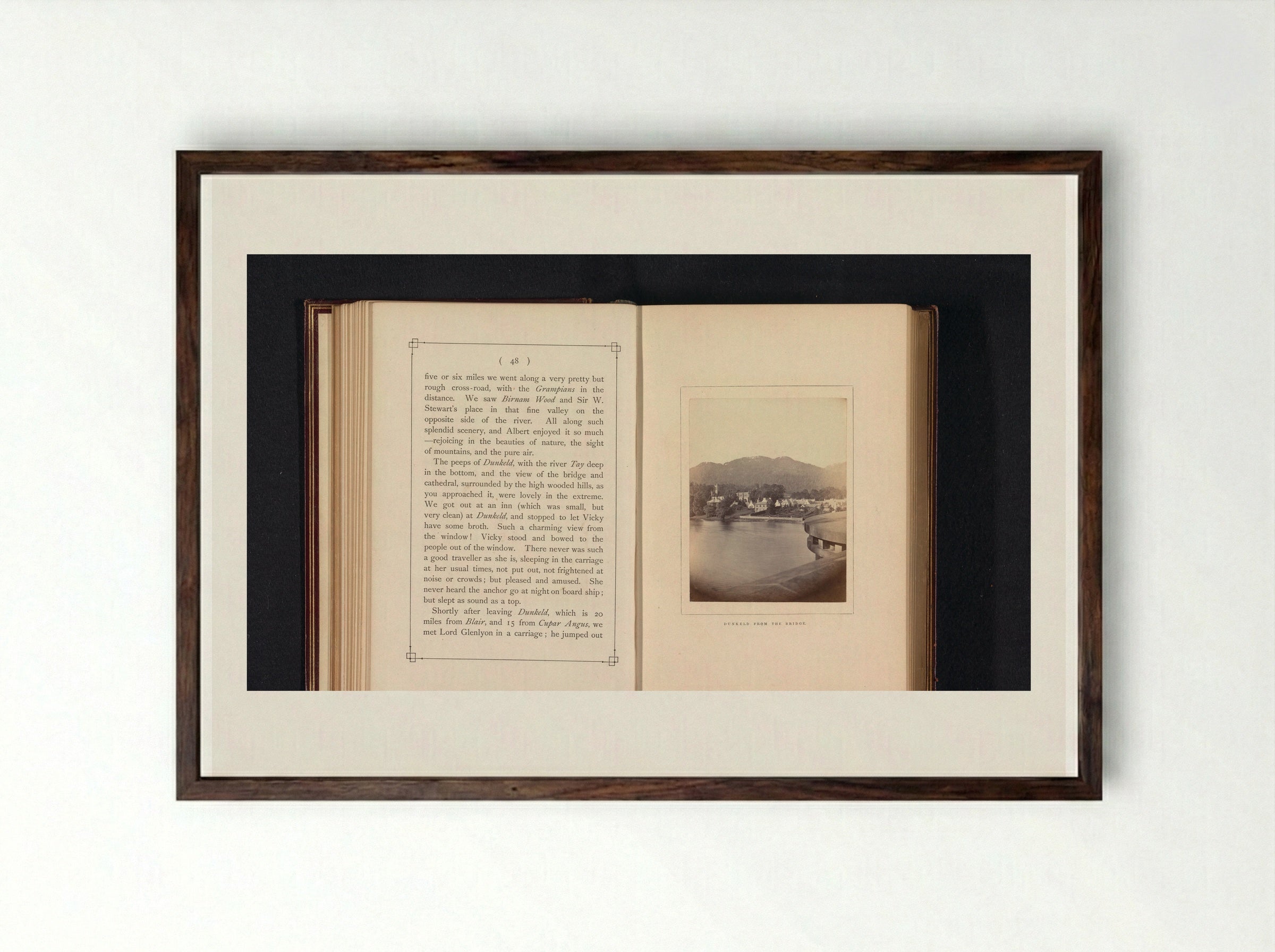Dunkeld from the Bridge - George Washington Wilson - Framed Print Dark Wood