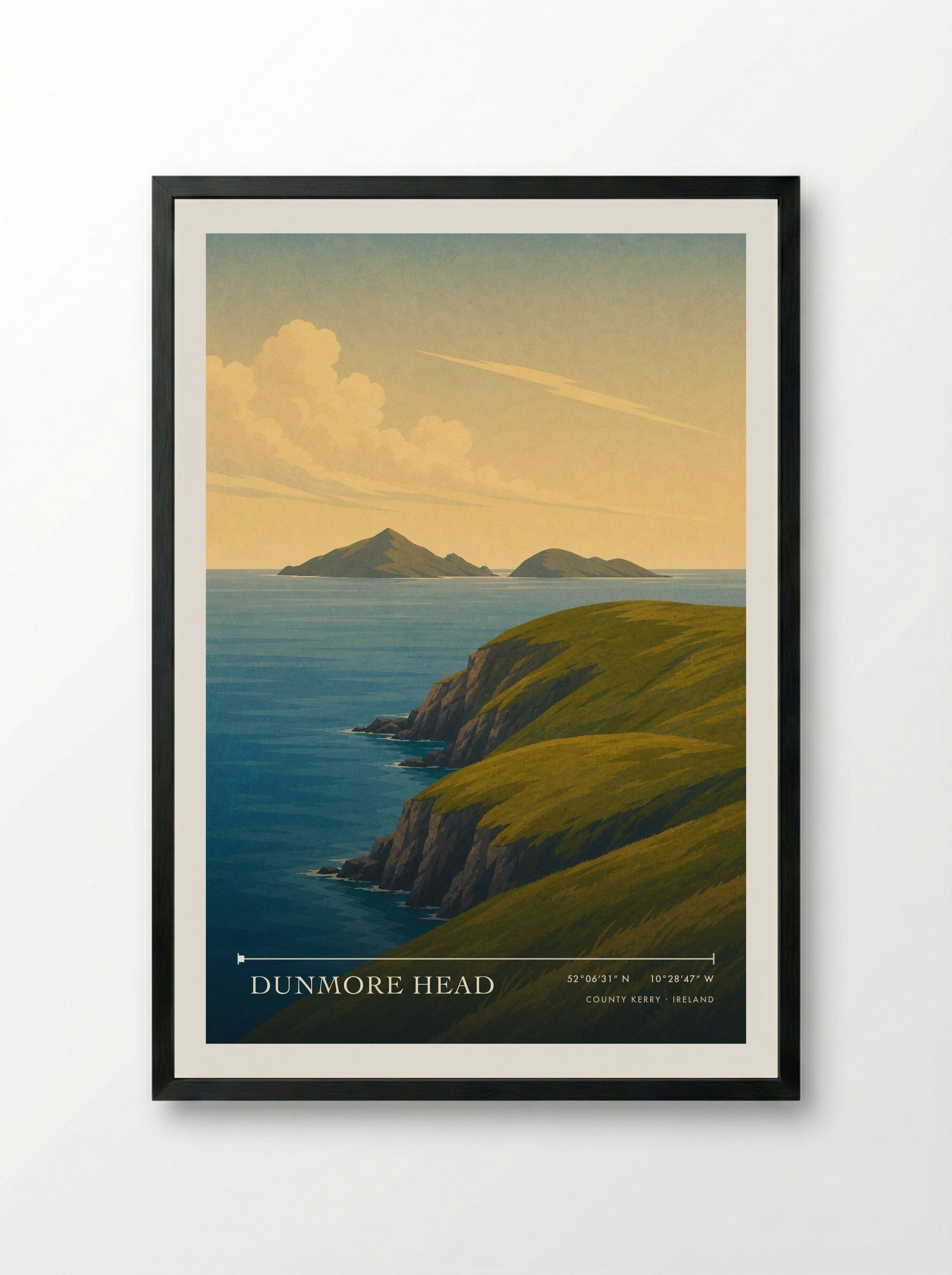 Dunmore Head County Kerry Ireland Travel Poster - Framed Print Black
