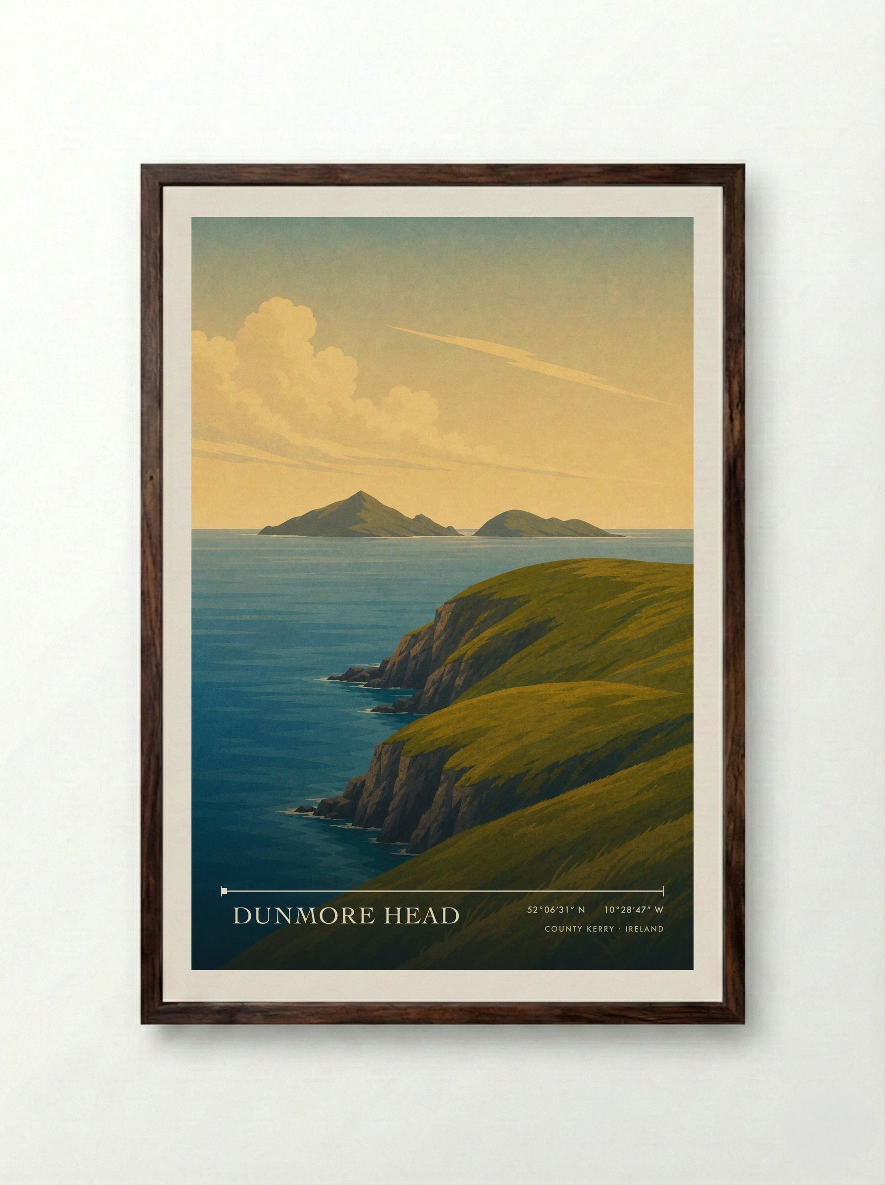 Dunmore Head County Kerry Ireland Travel Poster - Framed Print Dark Wood