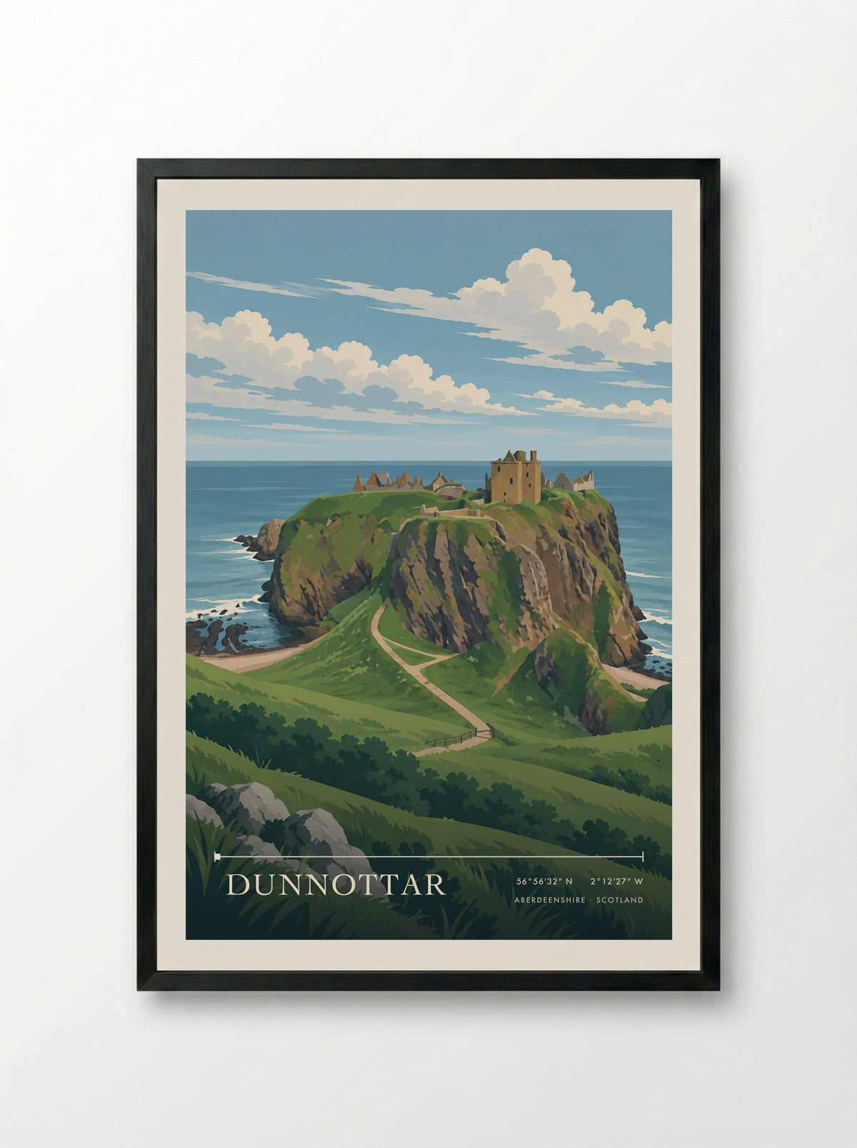 Dunnottar, Aberdeenshire | Travel Poster - Framed Print Black