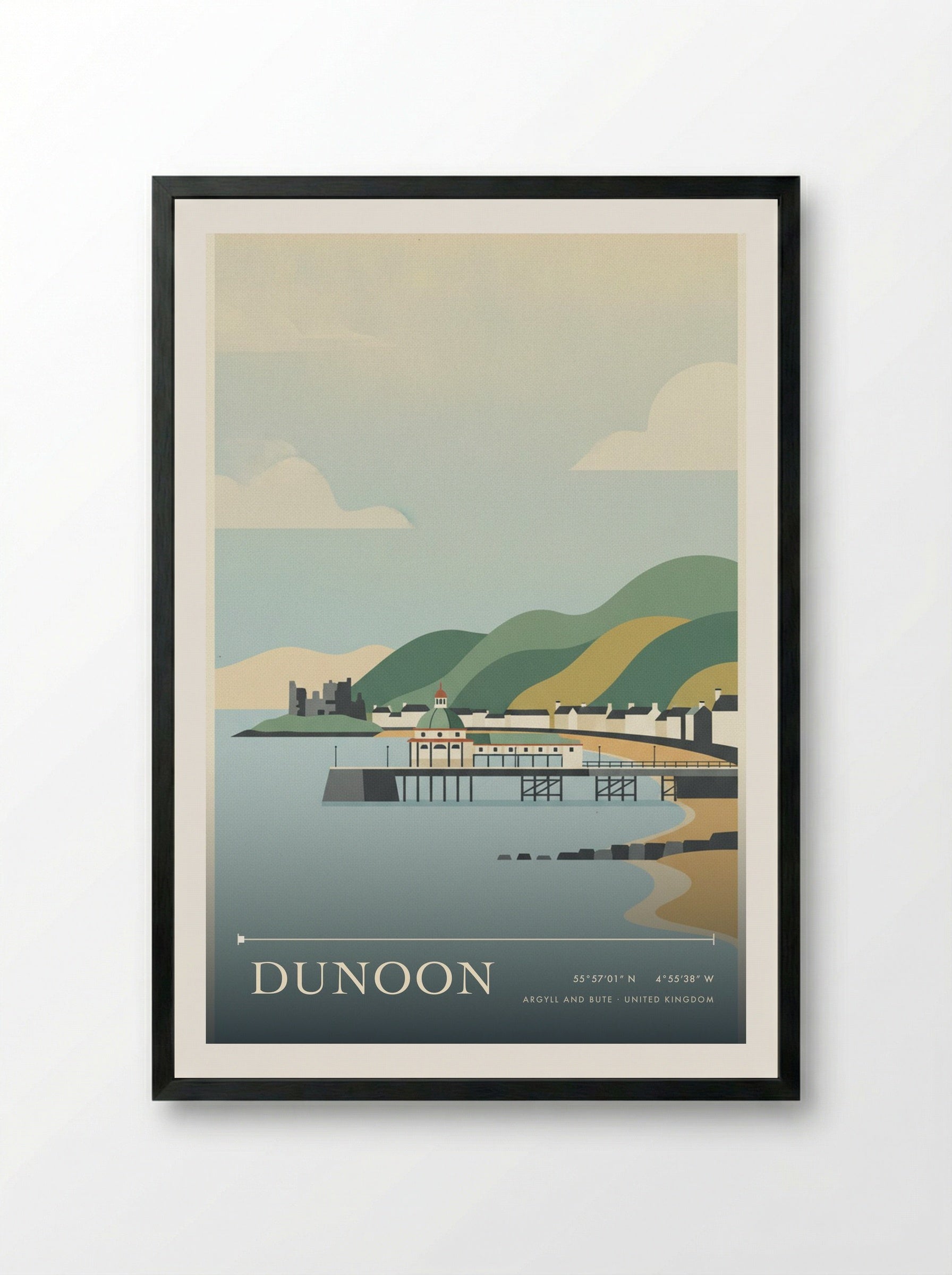 Dunoon Argyll and Bute United Kingdom Travel Poster - Framed Print Black