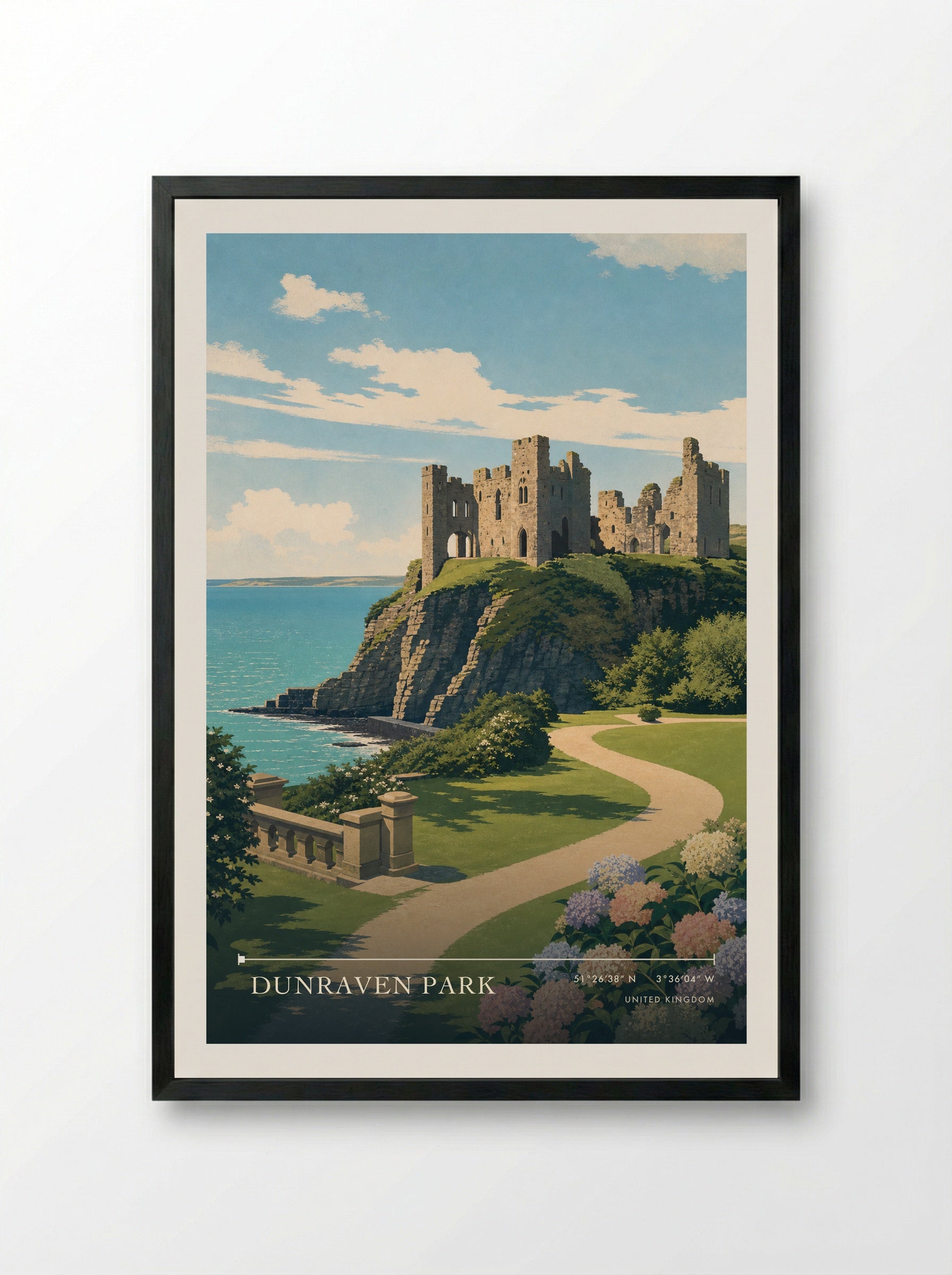 Dunraven Park United Kingdom Travel Poster - Framed Print Black
