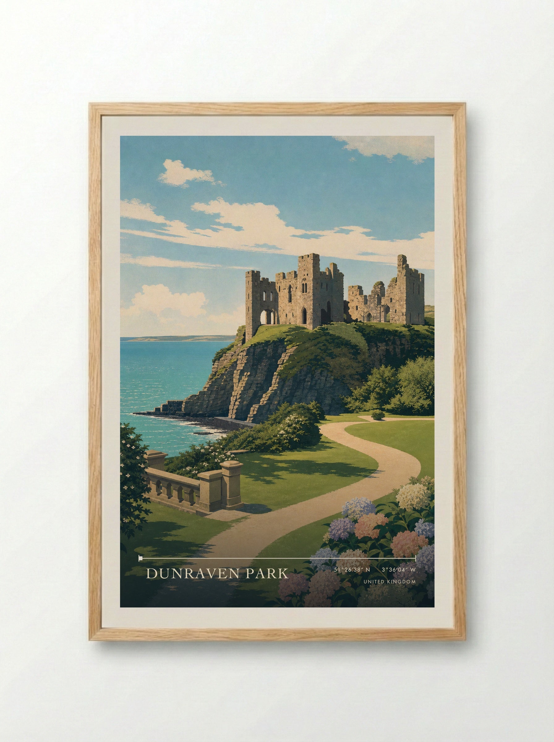 Dunraven Park United Kingdom Travel Poster - Framed Print Wood