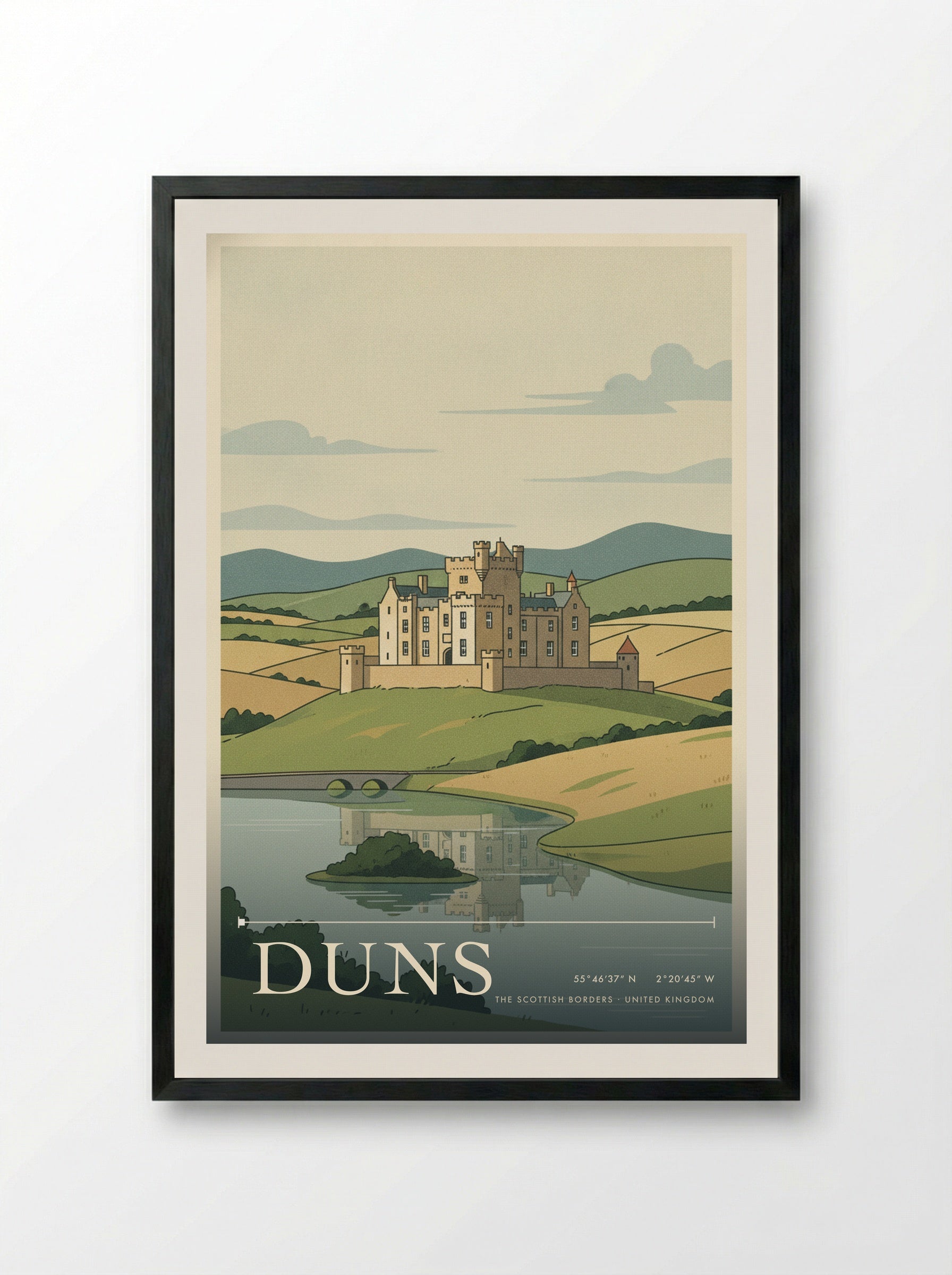 Duns The Scottish Borders United Kingdom Travel Poster - Framed Print Black