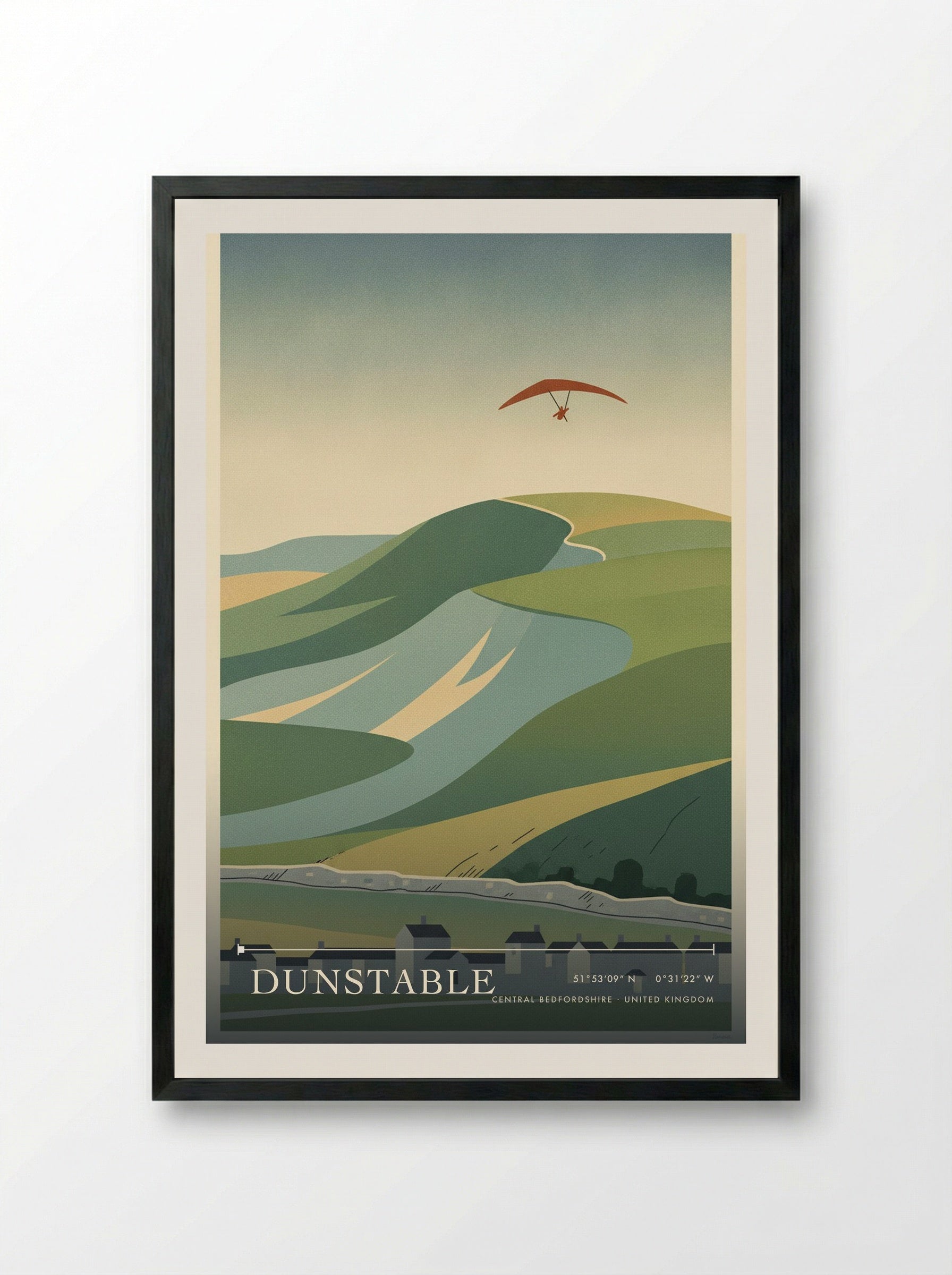 Dunstable Central Bedfordshire United Kingdom Travel Poster - Framed Print Black