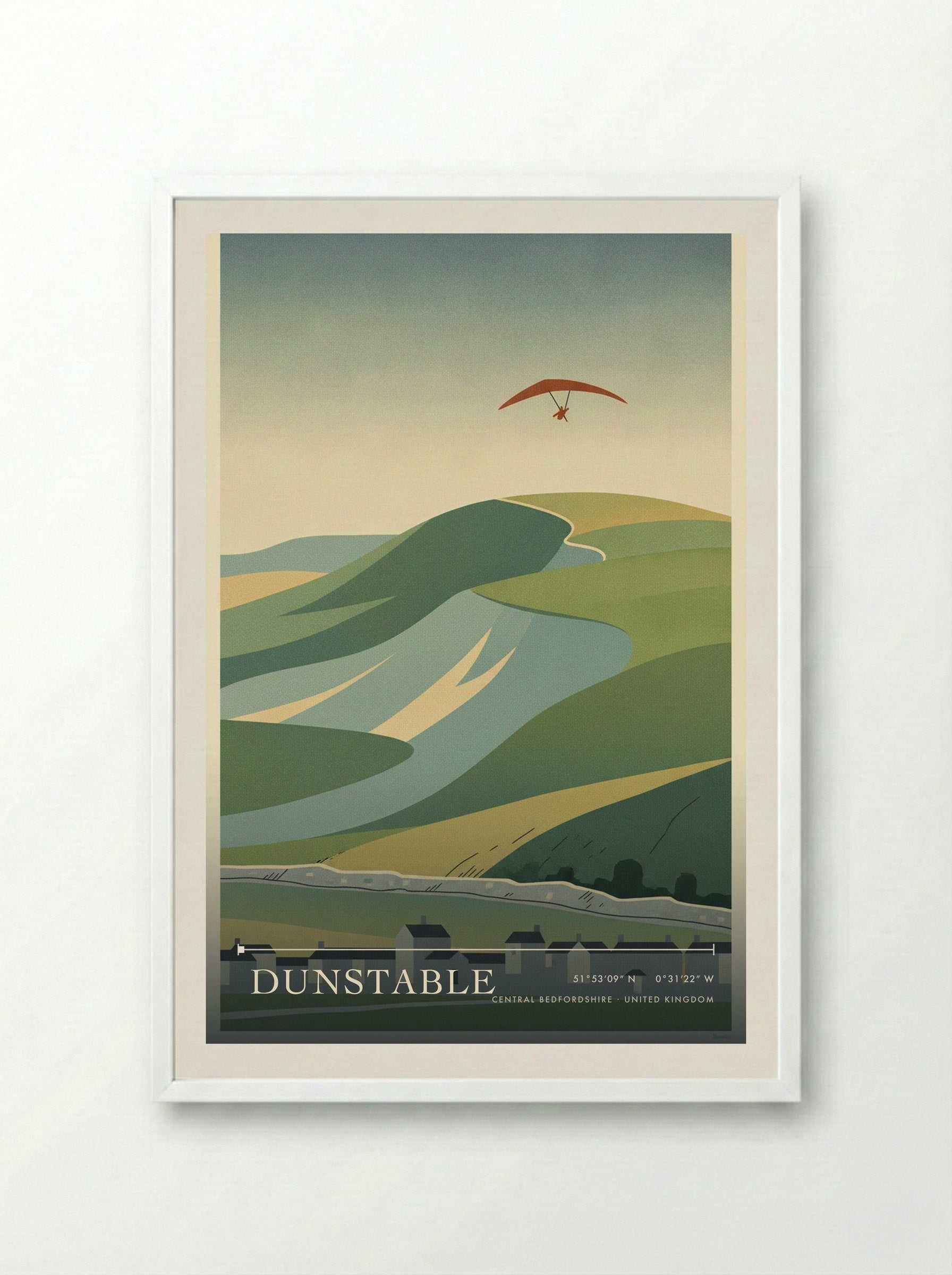 Dunstable Central Bedfordshire United Kingdom Travel Poster - Framed Print White