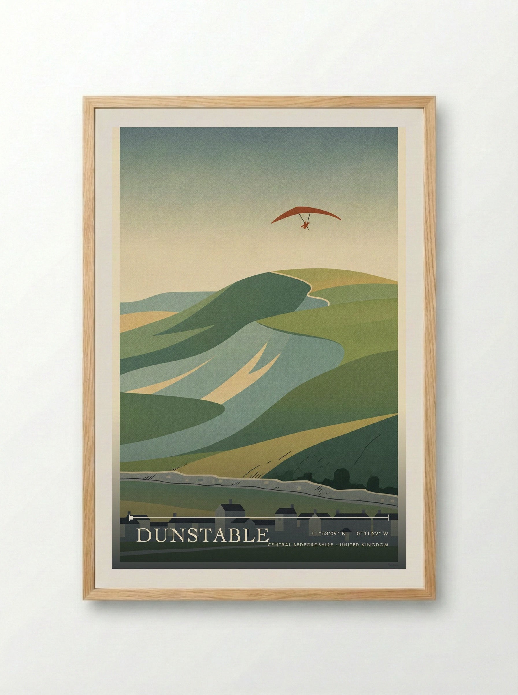 Dunstable Central Bedfordshire United Kingdom Travel Poster - Framed Print Wood