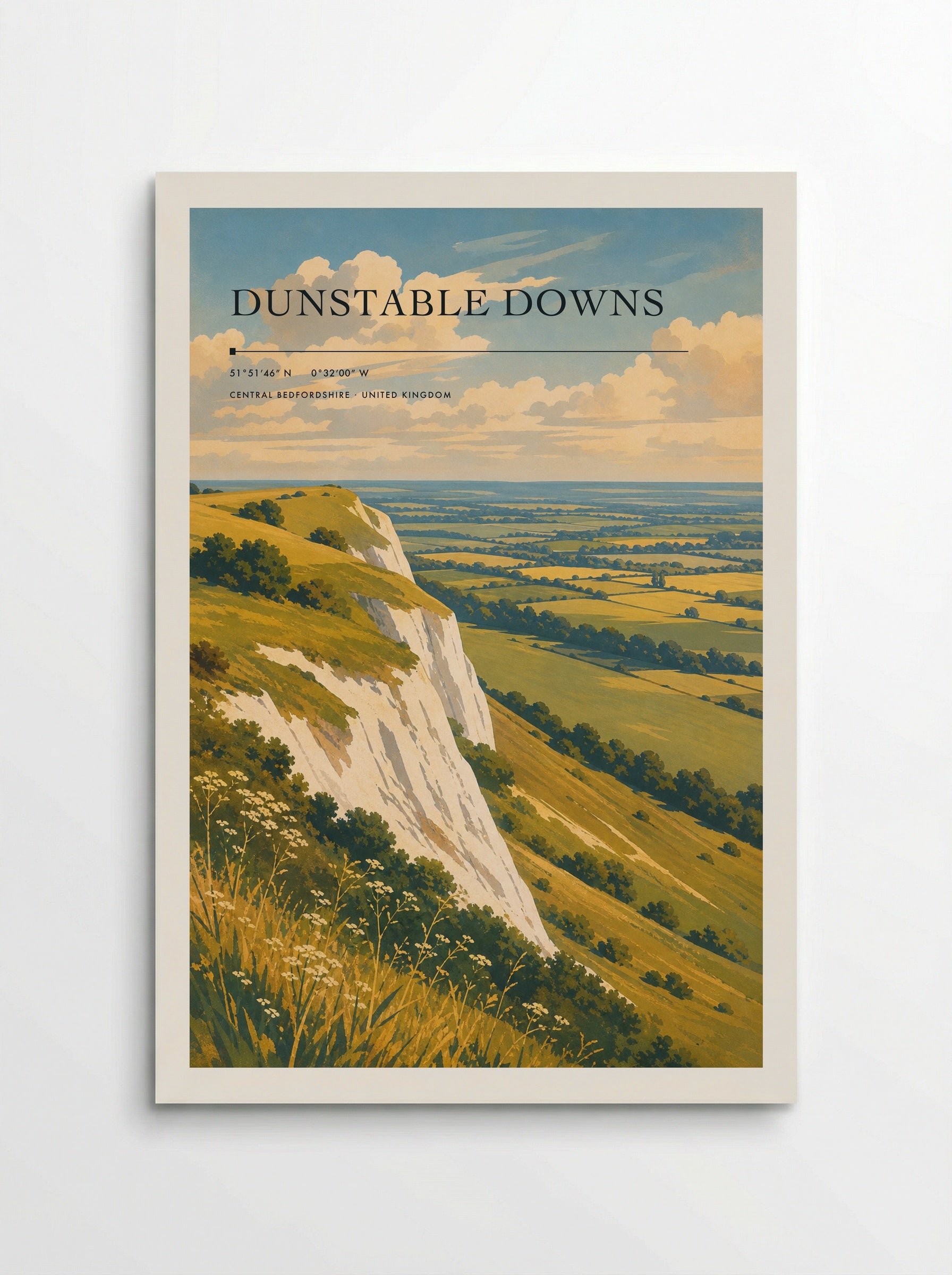 Dunstable Downs Central Bedfordshire United Kingdom Travel Poster - Poster