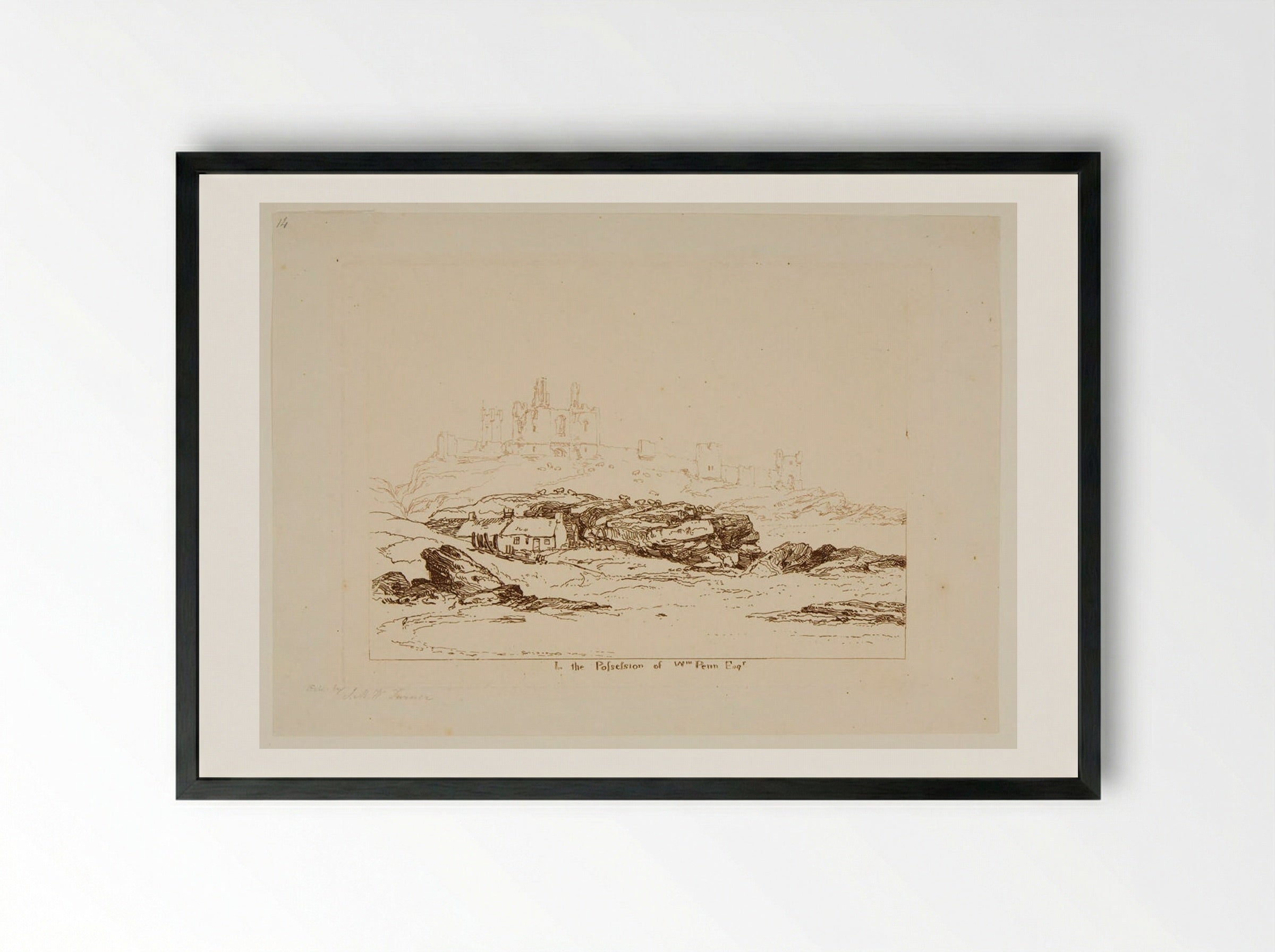Dunstanborough Castle - Charles Turner - Framed Print Black