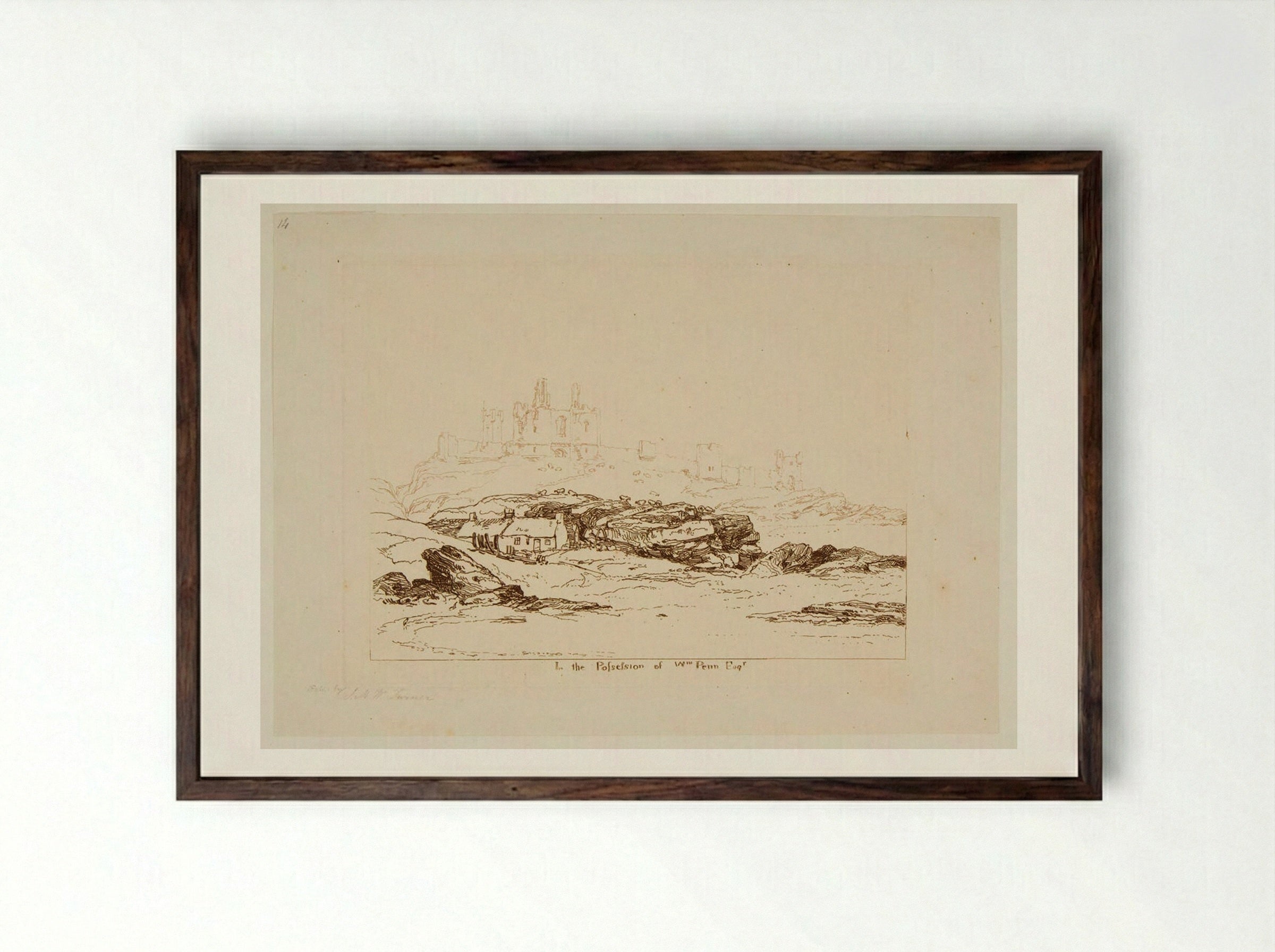 Dunstanborough Castle - Charles Turner - Framed Print Dark Wood