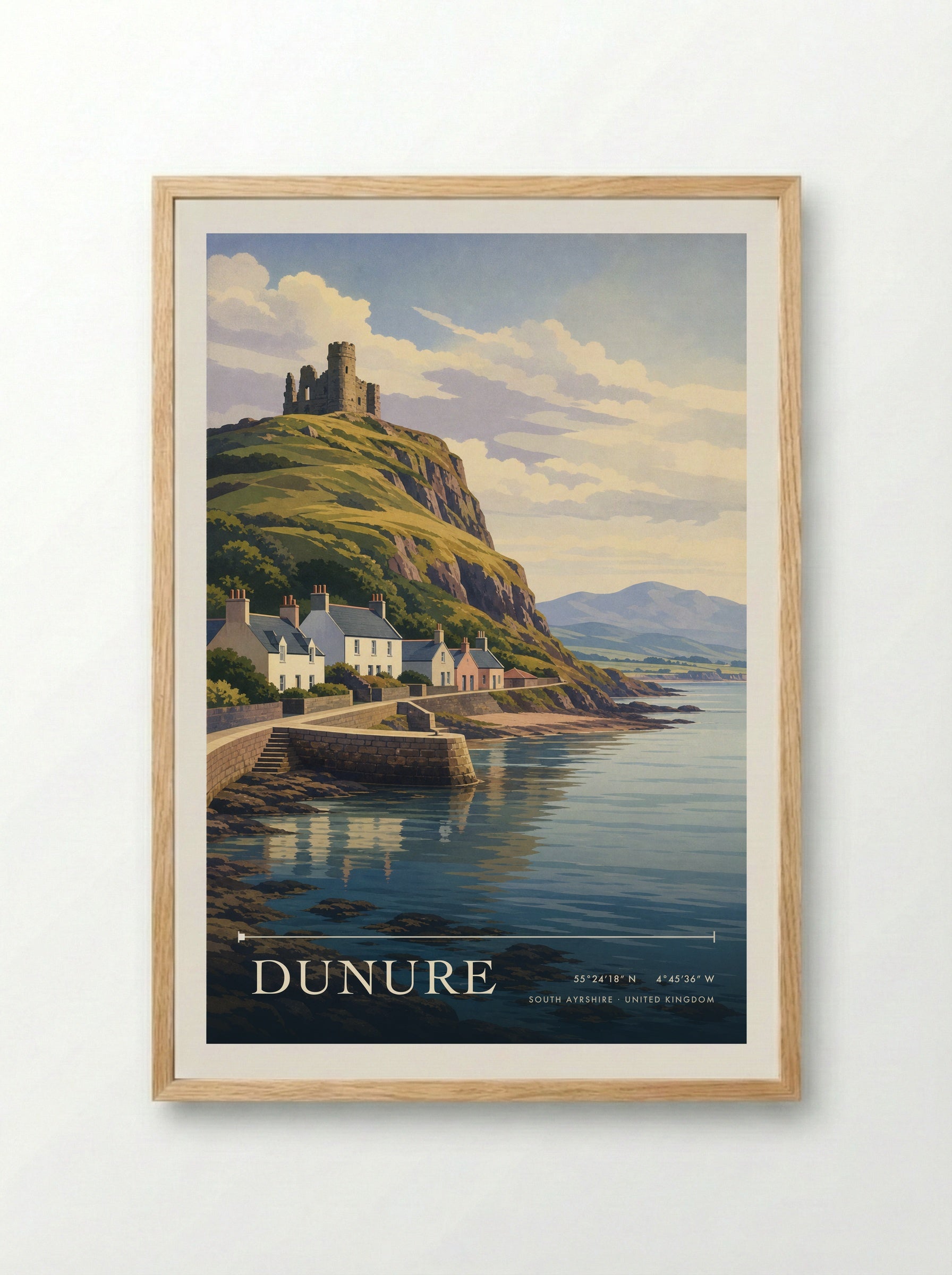 Dunure South Ayrshire United Kingdom Travel Poster - Framed Print Wood