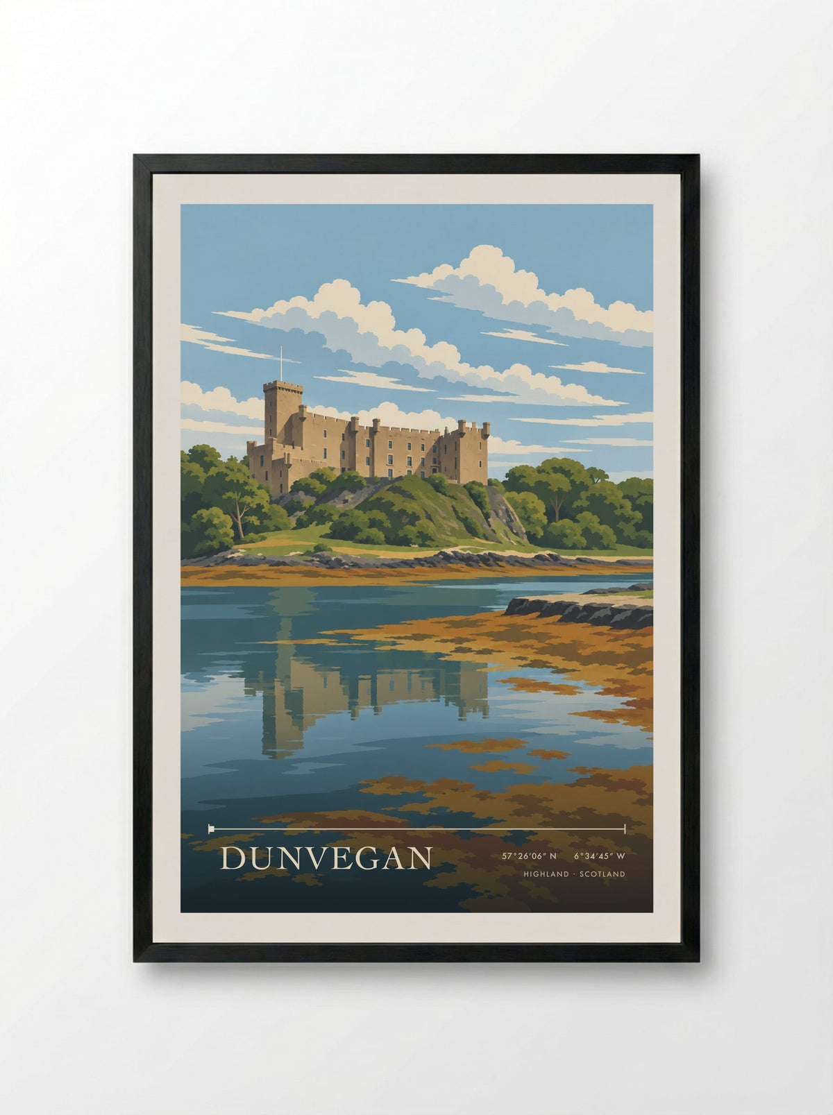 Dunvegan, Highland | Travel Poster - Framed Print Black