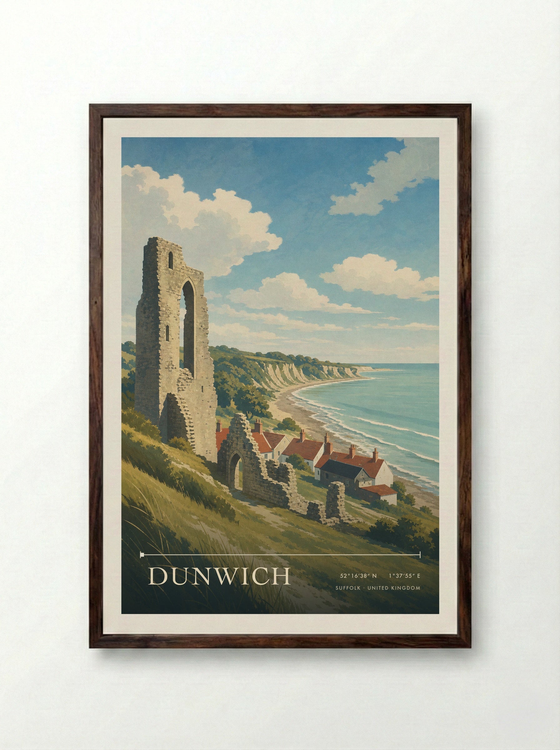 Dunwich Suffolk United Kingdom Travel Poster - Framed Print Dark Wood