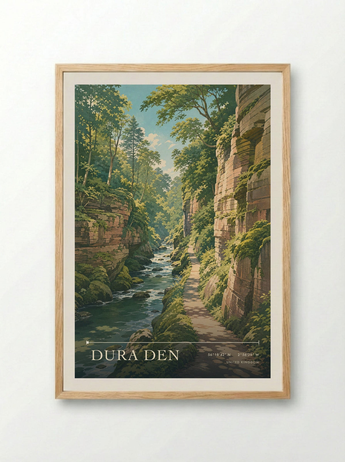 Dura Den United Kingdom Travel Poster - Framed Print Wood