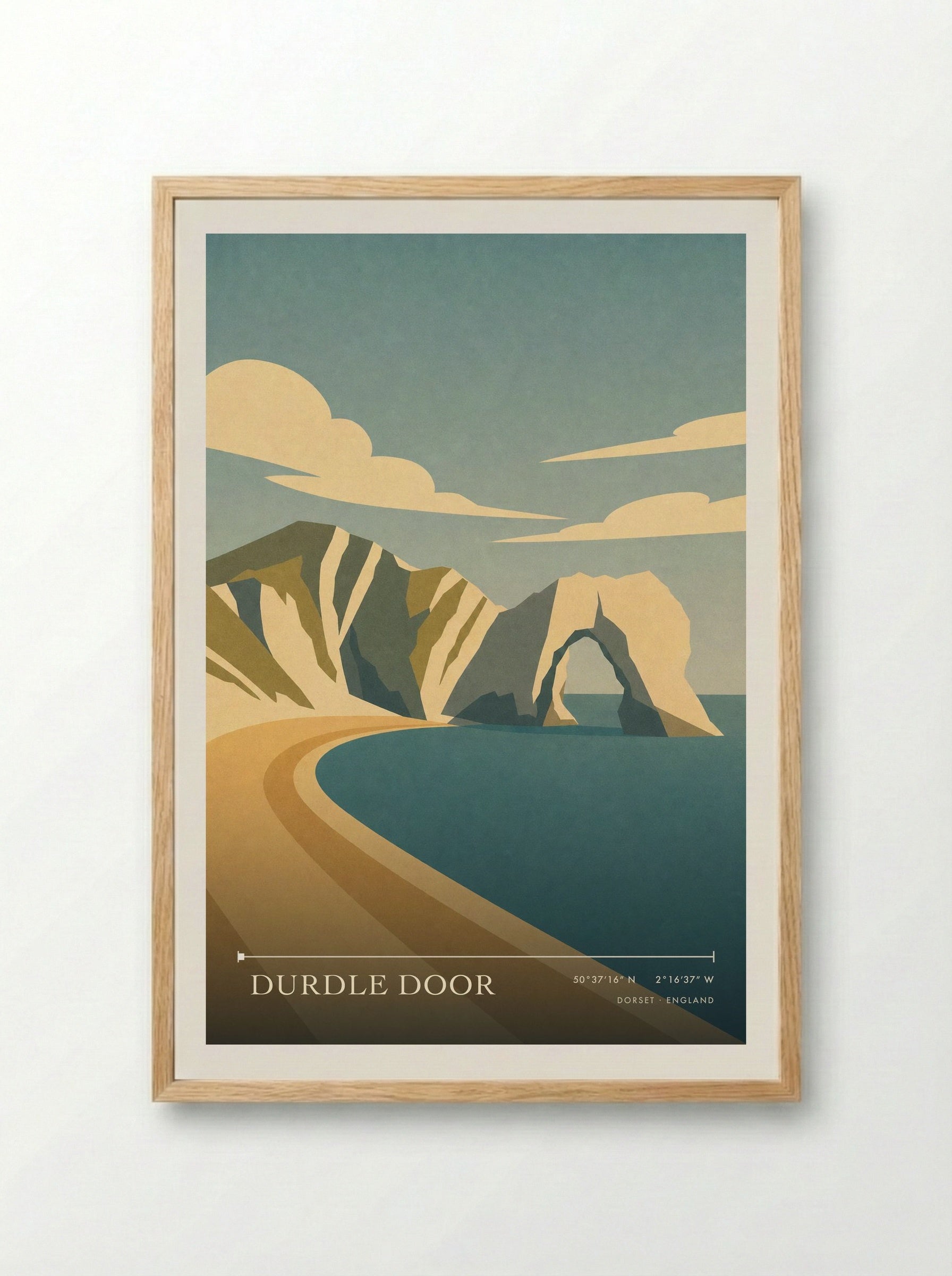 Durdle Door Dorset Travel Poster - Framed Print Wood