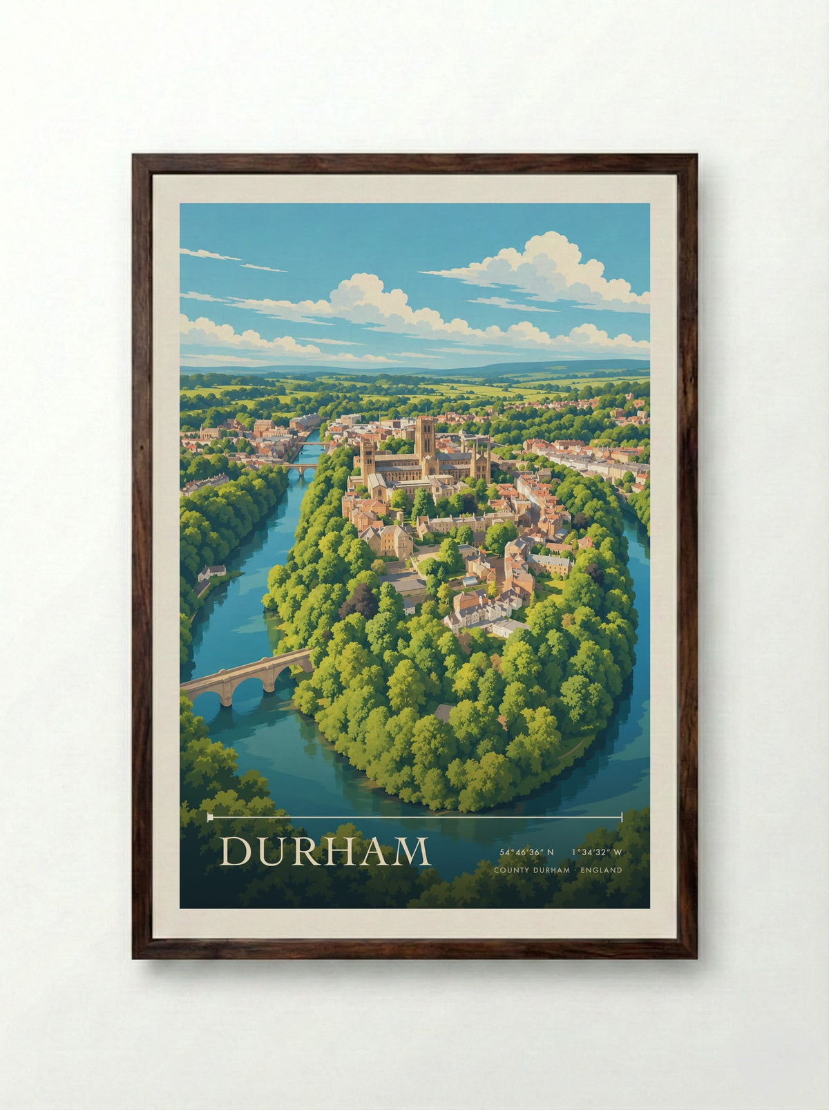 Durham, County Durham | Travel Poster - Framed Print Dark Wood
