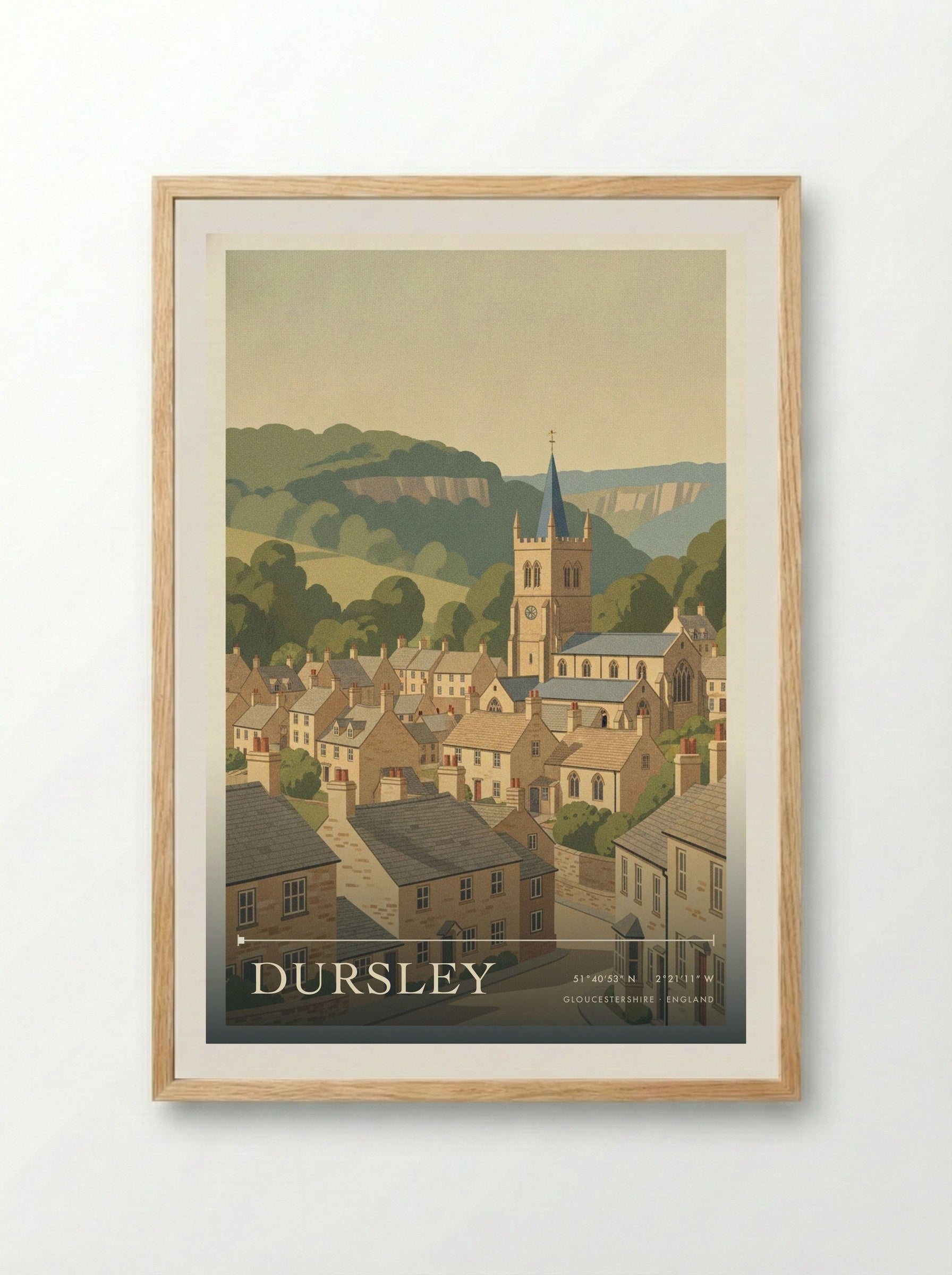 Dursley Gloucestershire England Travel Poster - Framed Print Wood
